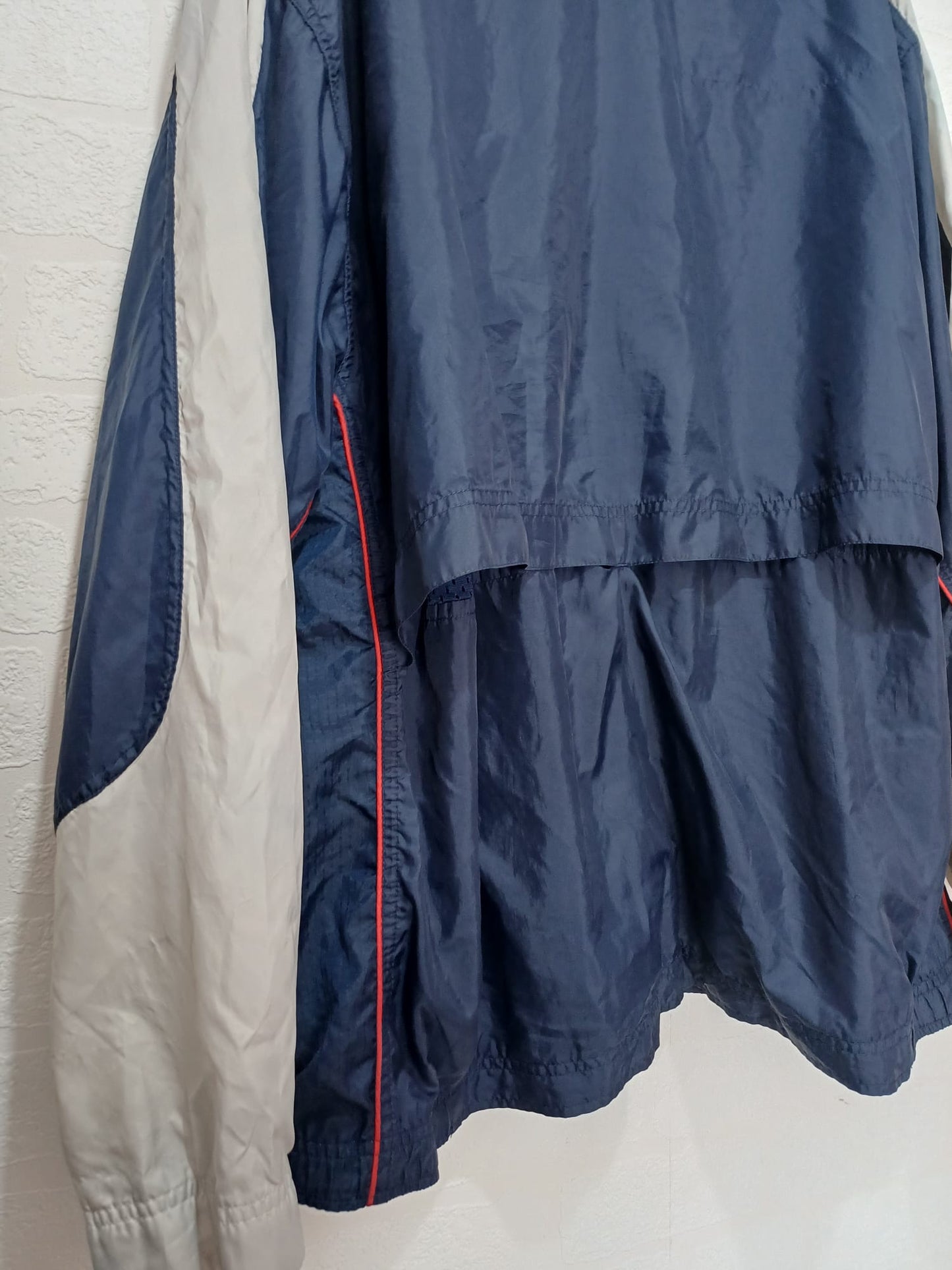 Men's Windbreaker Nike Blue White Mesh Lined Zip Up Vintage Approx. 25" PTP - Very Good Condition