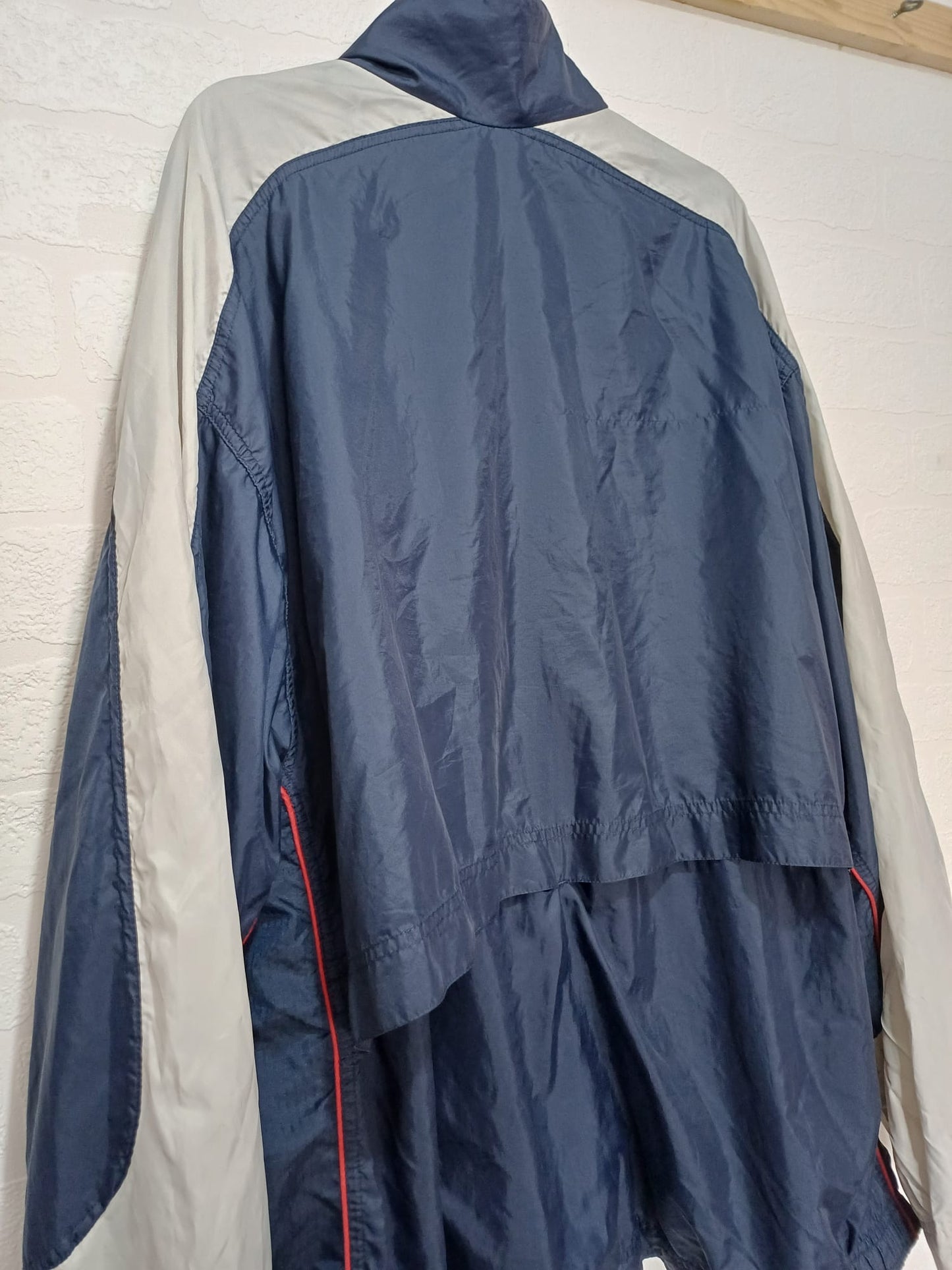 Men's Windbreaker Nike Blue White Mesh Lined Zip Up Vintage Approx. 25" PTP - Very Good Condition