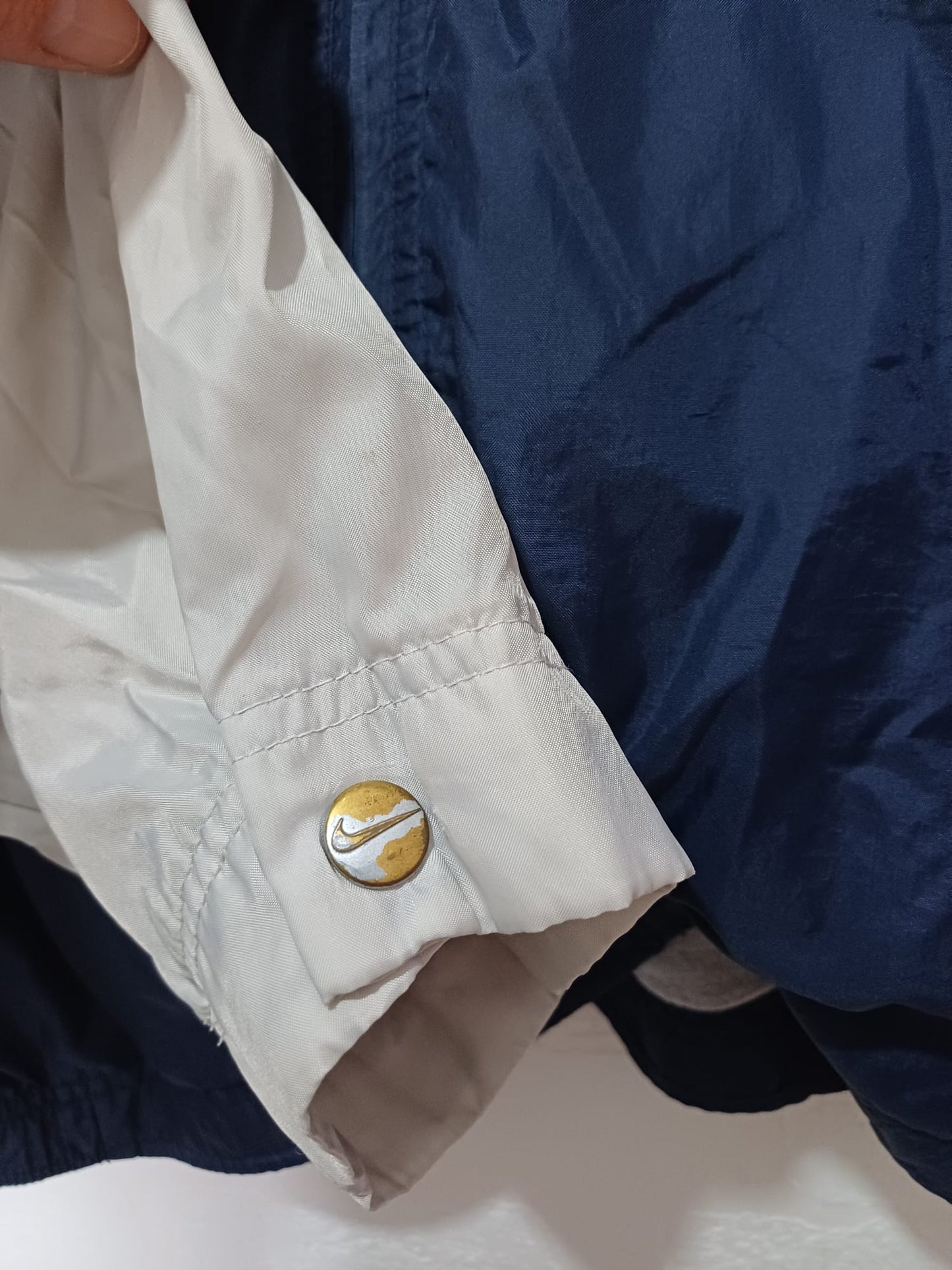 Men's Windbreaker Nike Blue White Mesh Lined Zip Up Vintage Approx. 25" PTP - Very Good Condition
