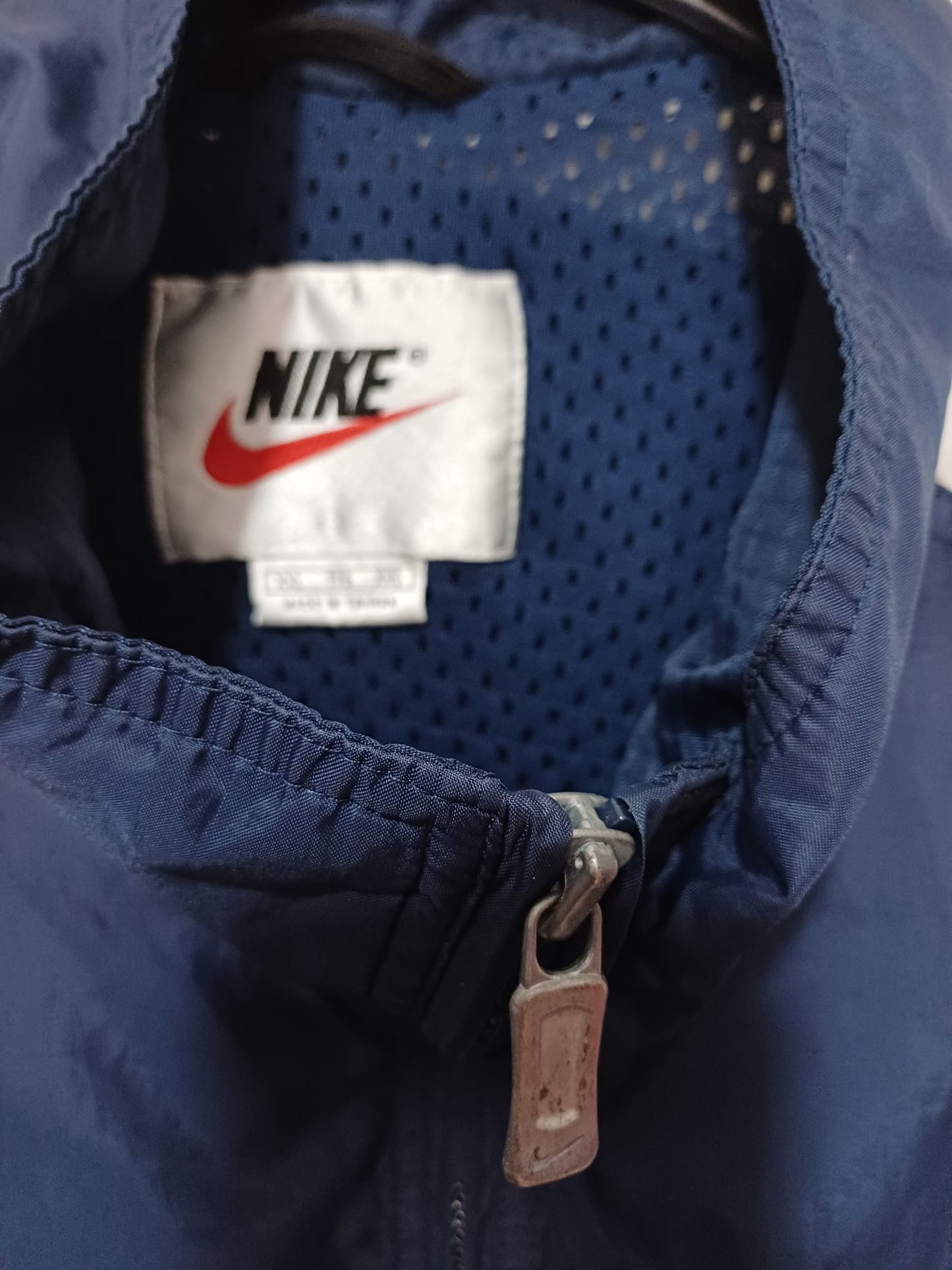 Men's Windbreaker Nike Blue White Mesh Lined Zip Up Vintage Approx. 25" PTP - Very Good Condition