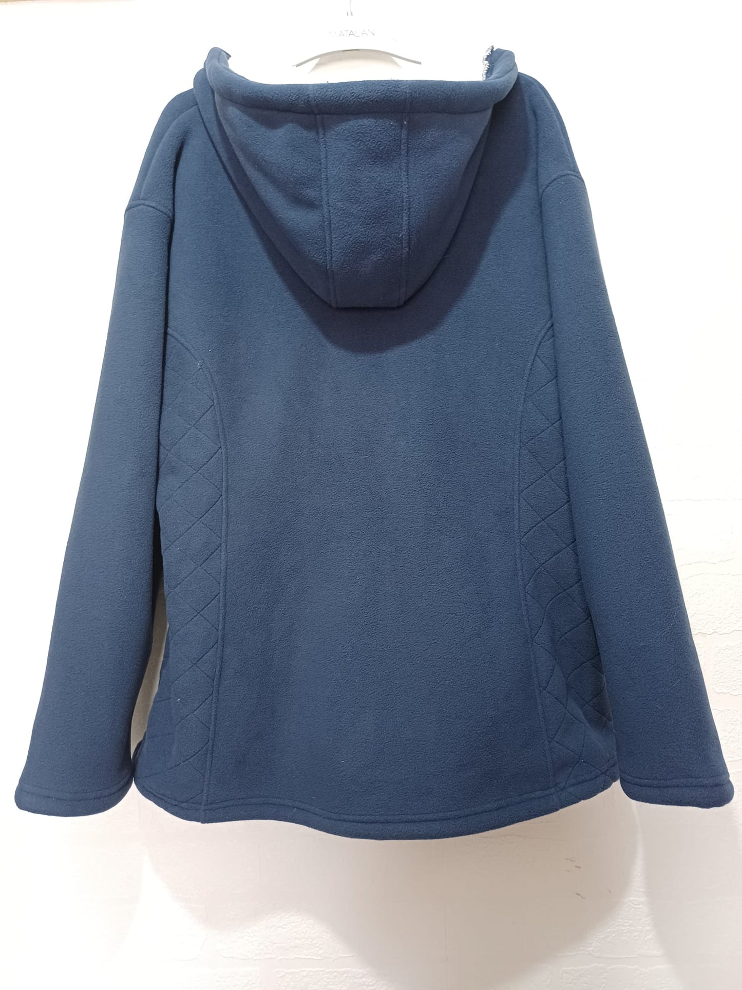 Women's Fleece Jacket Peter Storm Navy Blue Sherpa Lined Hooded Full Zip Size 18 Approx. 24" PTP - Very Good Condition