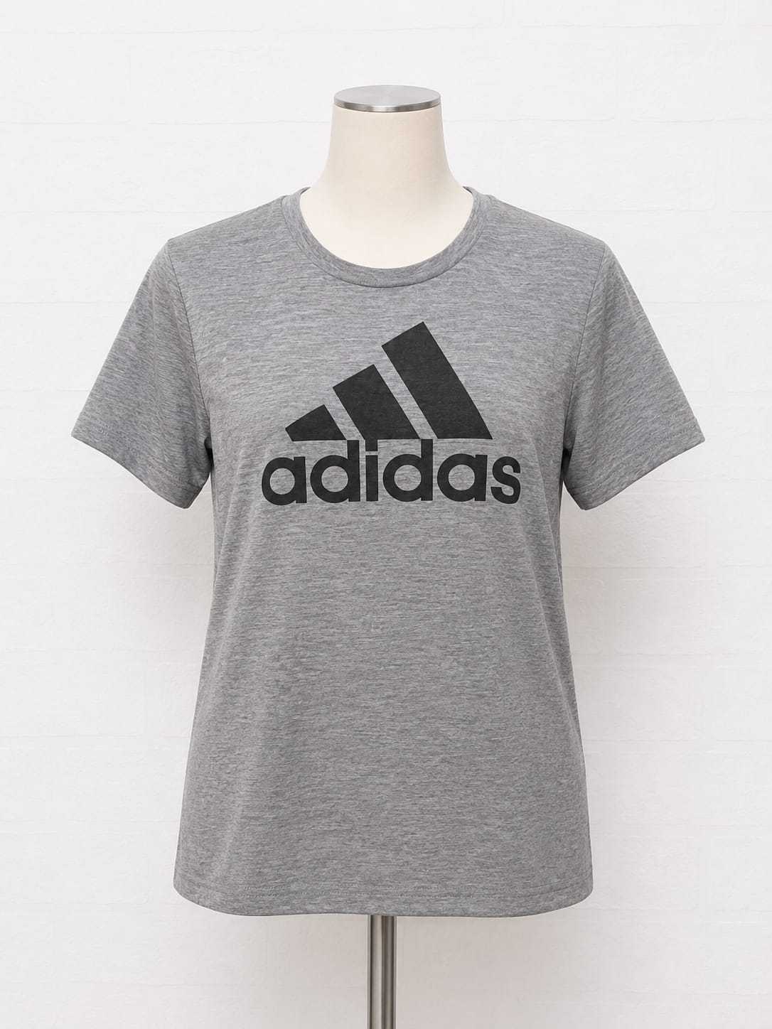 Women's T-Shirt Adidas Grey Logo Sports Gym Tee Label XL Approx. 20" PTP - Very Good Condition
