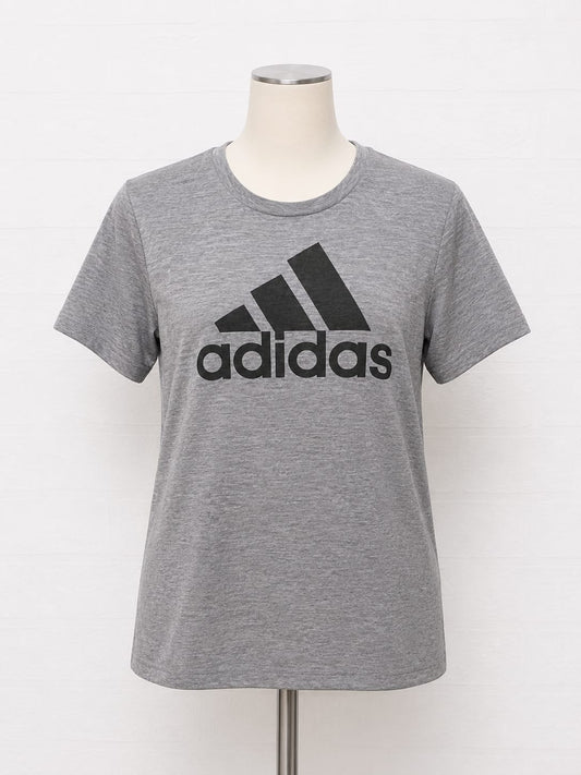 Women's T-Shirt Adidas Grey Logo Sports Gym Tee Label XL Approx. 20" PTP - Very Good Condition