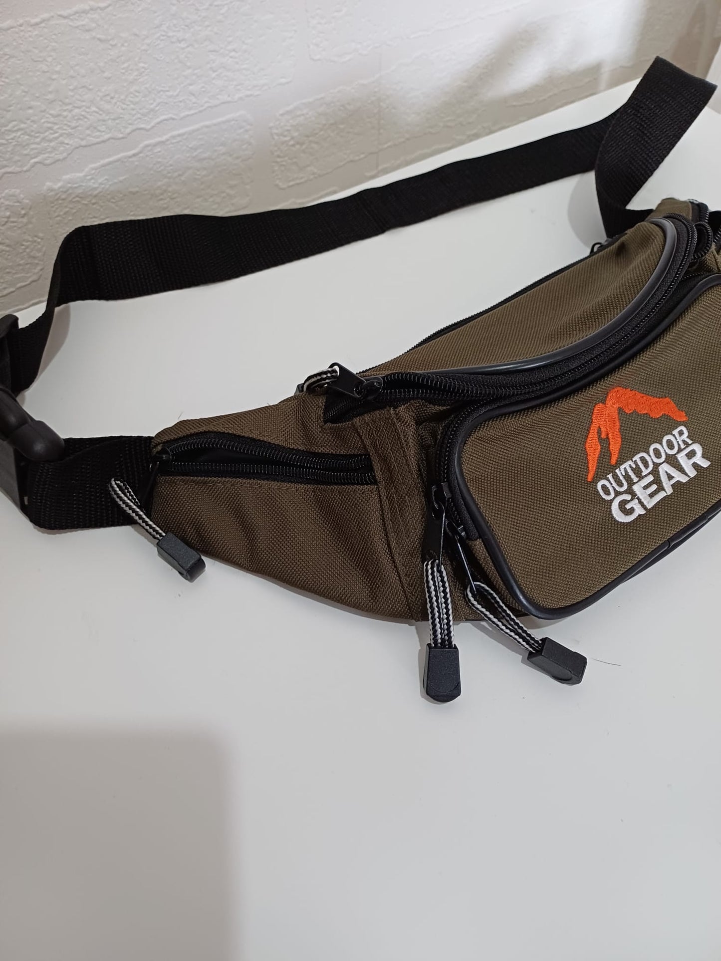 Khaki Multi-Pocket Bum Bag Waist Pack Festival Hiking Travel