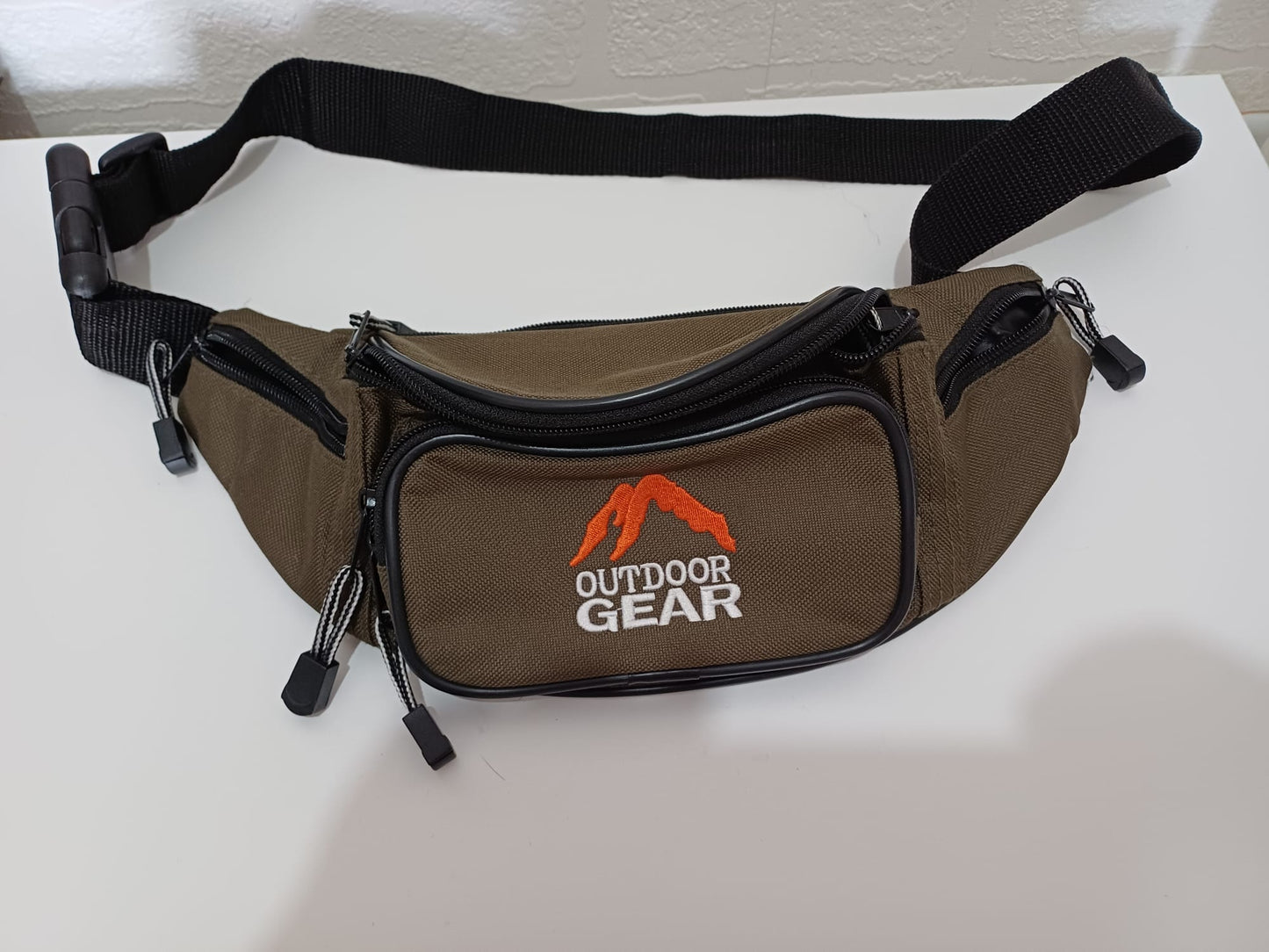 Khaki Multi-Pocket Bum Bag Waist Pack Festival Hiking Travel