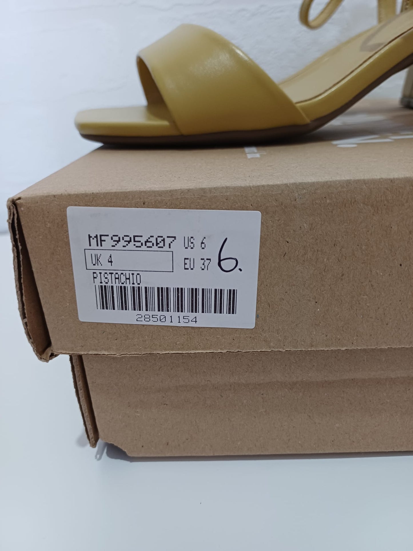 Women's Ankle Strap Sandals JD Williams Pistachio Colour Block Heel Open Square Toe Buckle Size 4 - New in Box