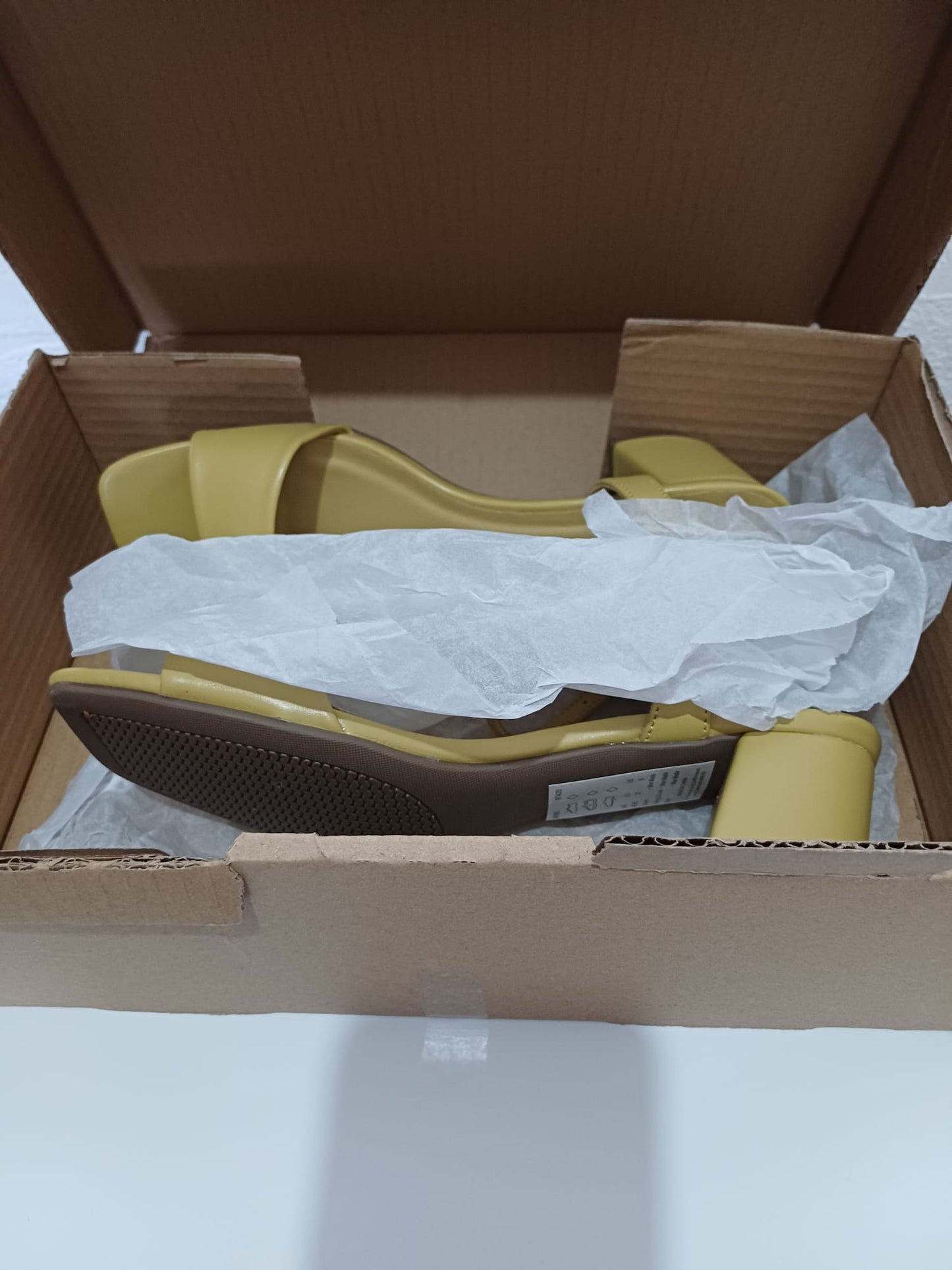 Women's Ankle Strap Sandals JD Williams Pistachio Colour Block Heel Open Square Toe Buckle Size 4 - New in Box