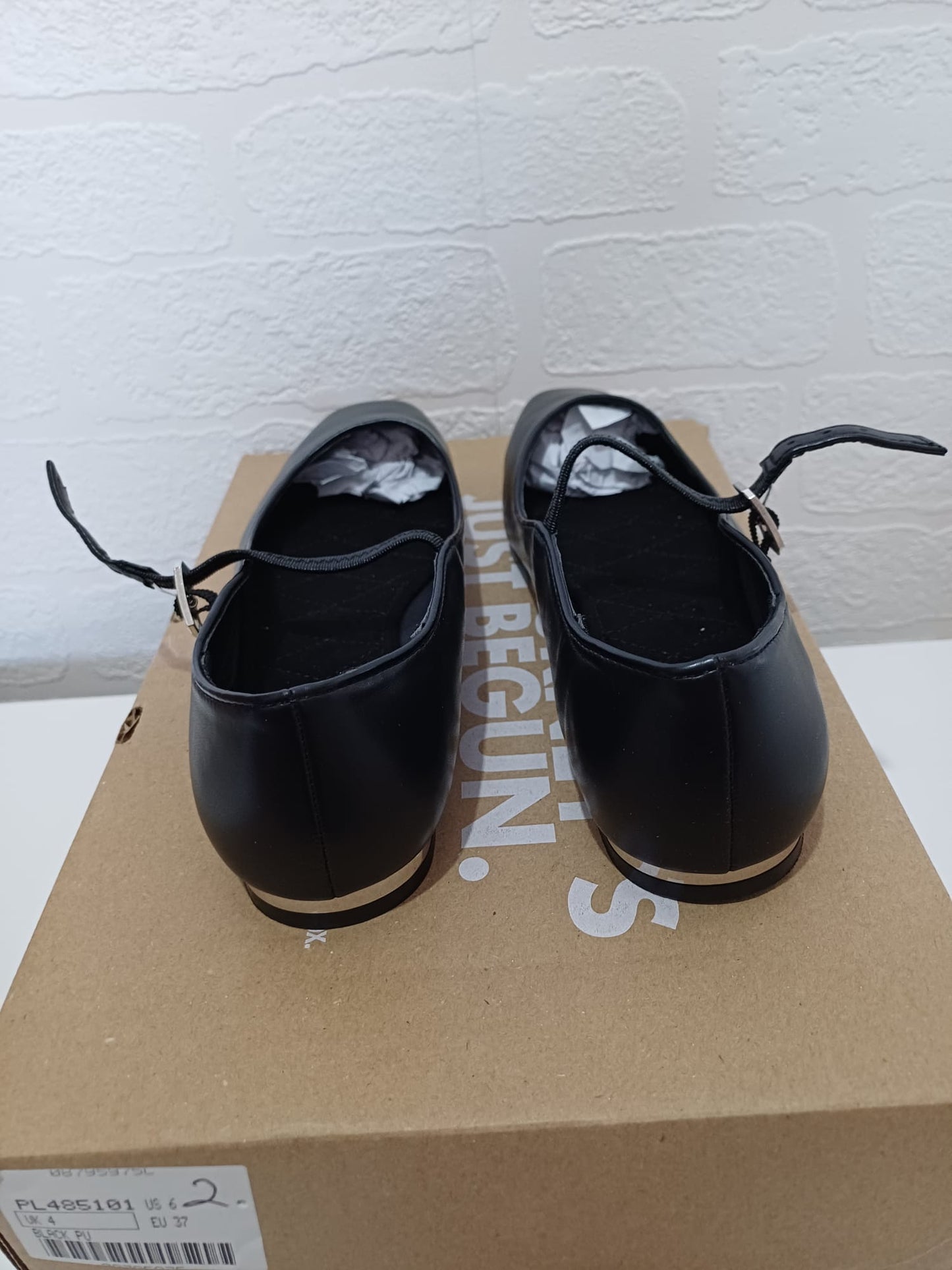 Women's Mary Jane Flats Simply Be Black Wide Fit Size 4 - New