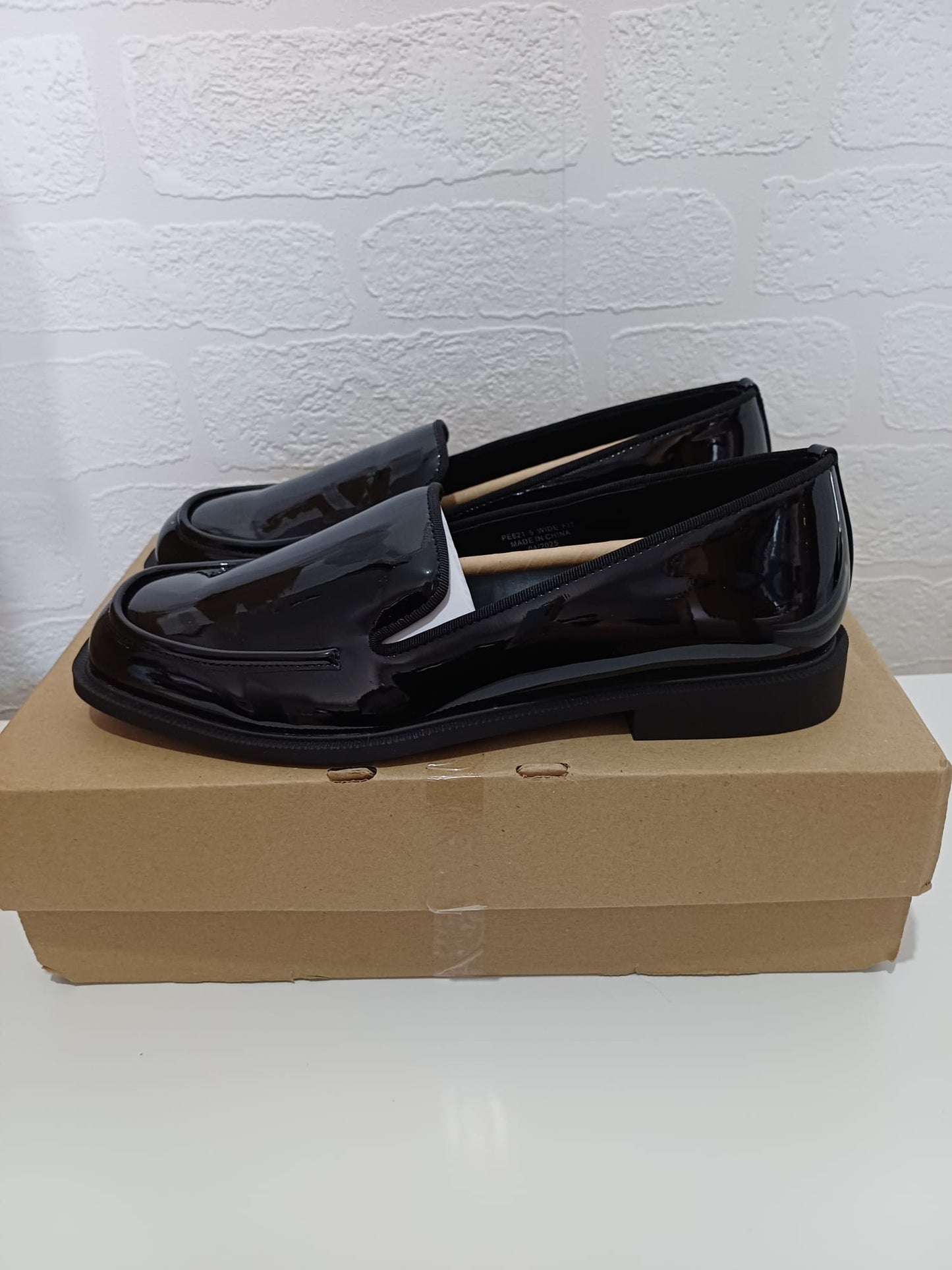 Women's Patent Loafers JD Williams Black Wide Fit Size 5 - New