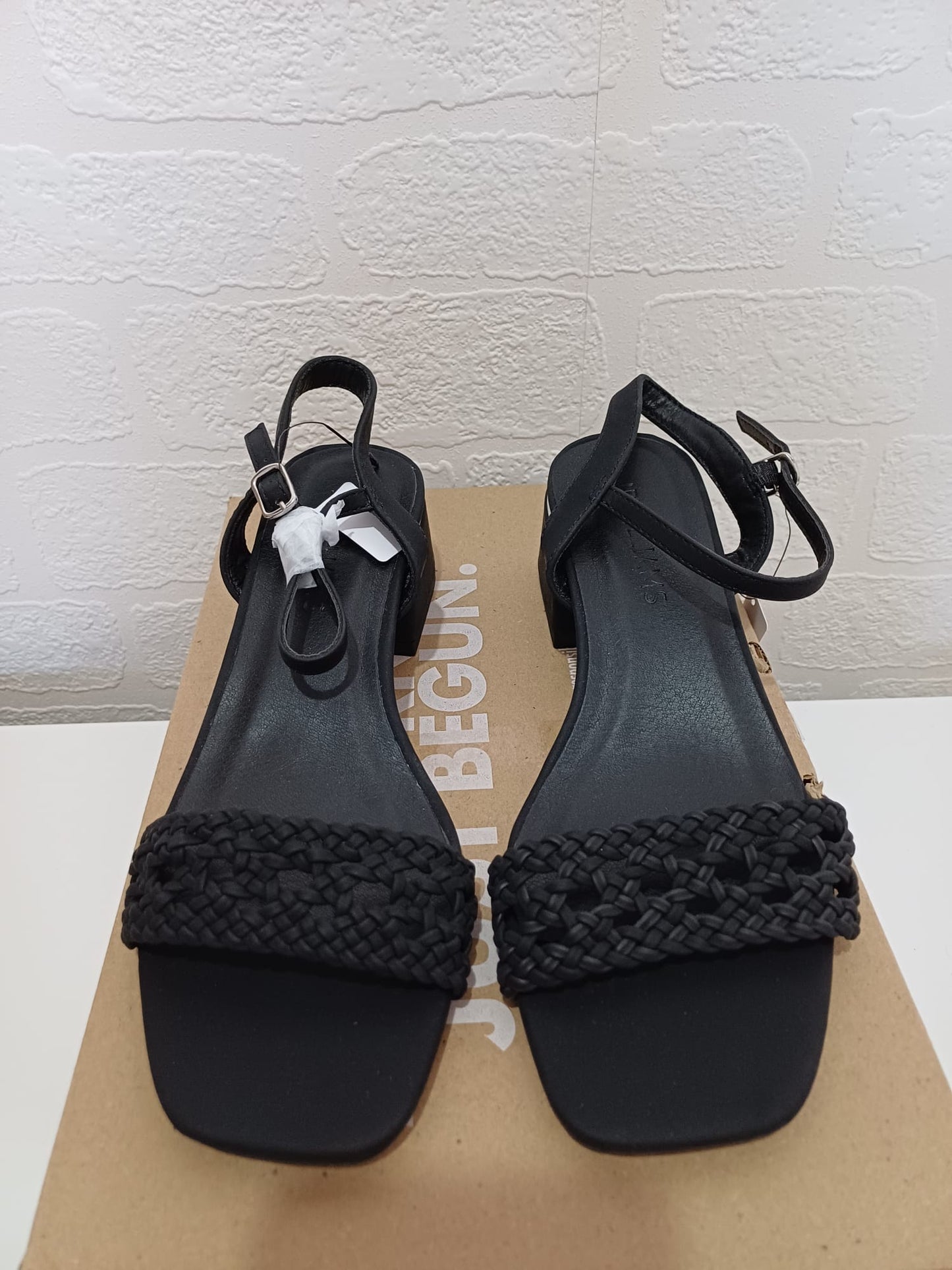 Women's Braided Block Heel Sandals JD Williams Black Size 4 - New
