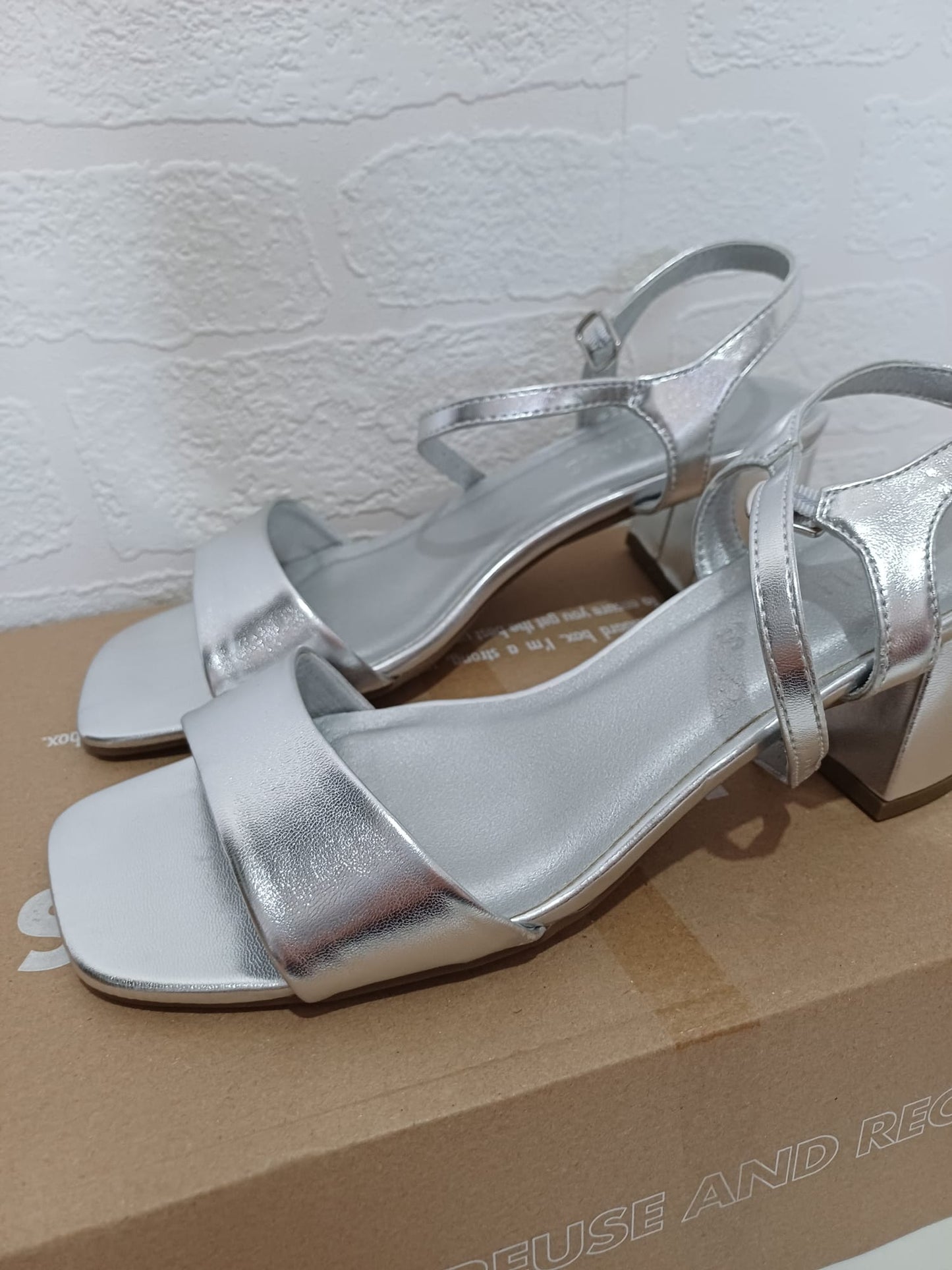 Women's Block Heel Occasion Sandals JD Williams Silver Size 4 - New