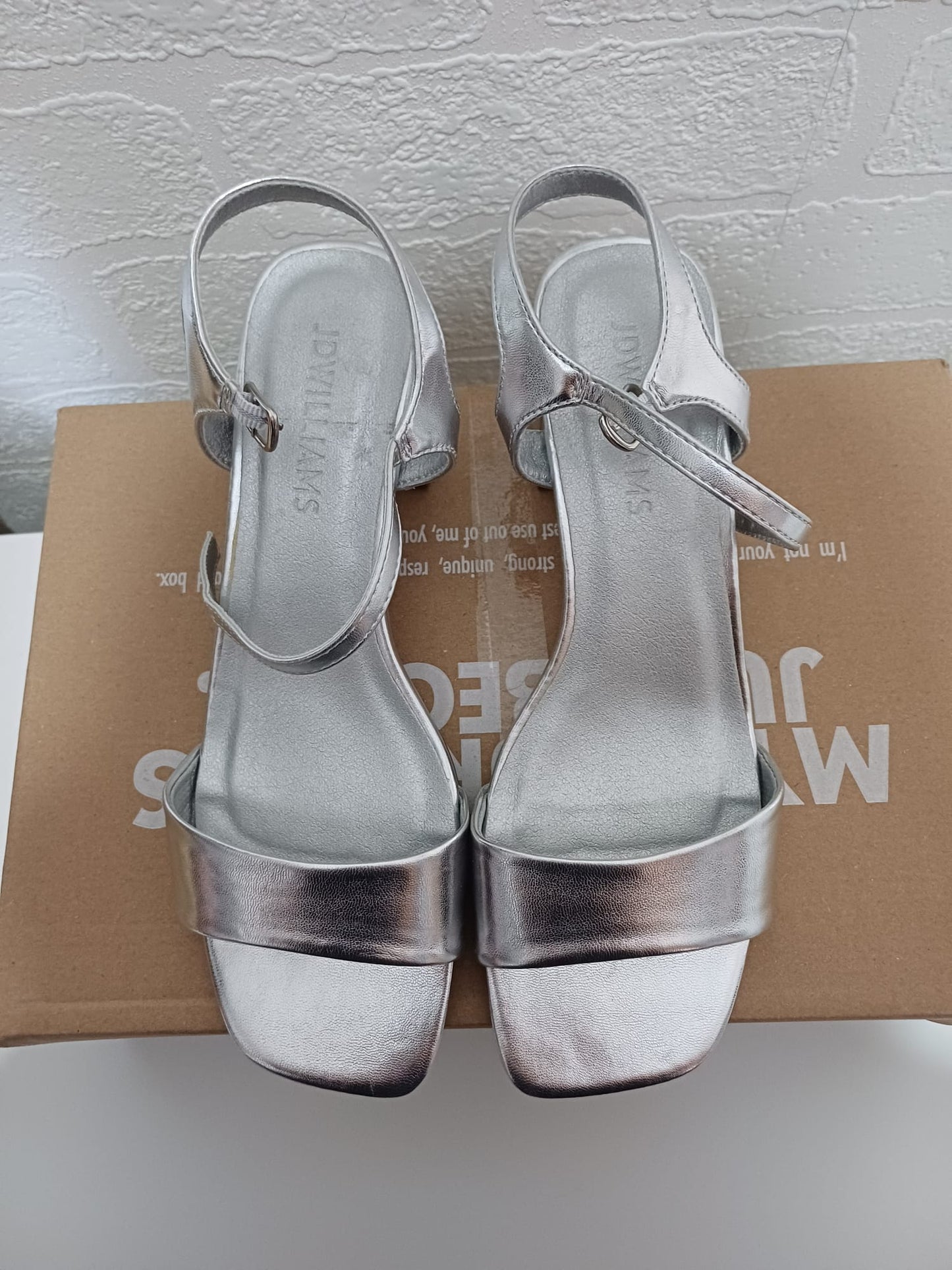 Women's Block Heel Occasion Sandals JD Williams Silver Size 4 - New