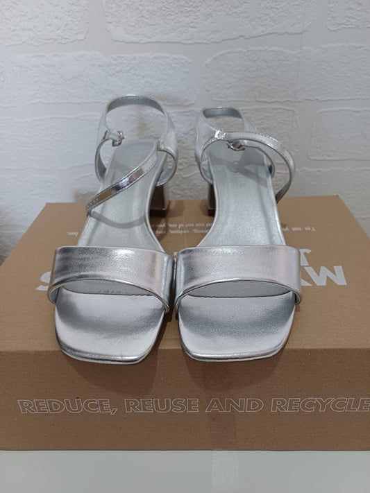 Women's Block Heel Occasion Sandals JD Williams Silver Size 4 - New