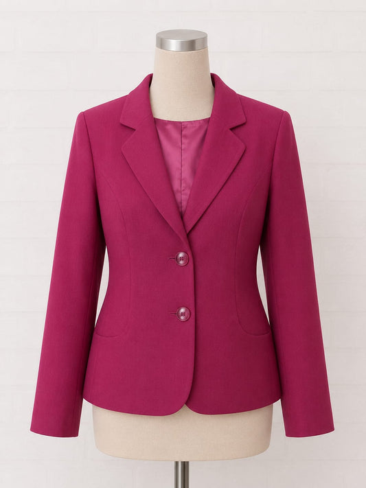 Women's Blazer Jacket Pink Tailored Shoulder Pads Two Button Size 14 Approx. 20" PTP - Very Good Condition