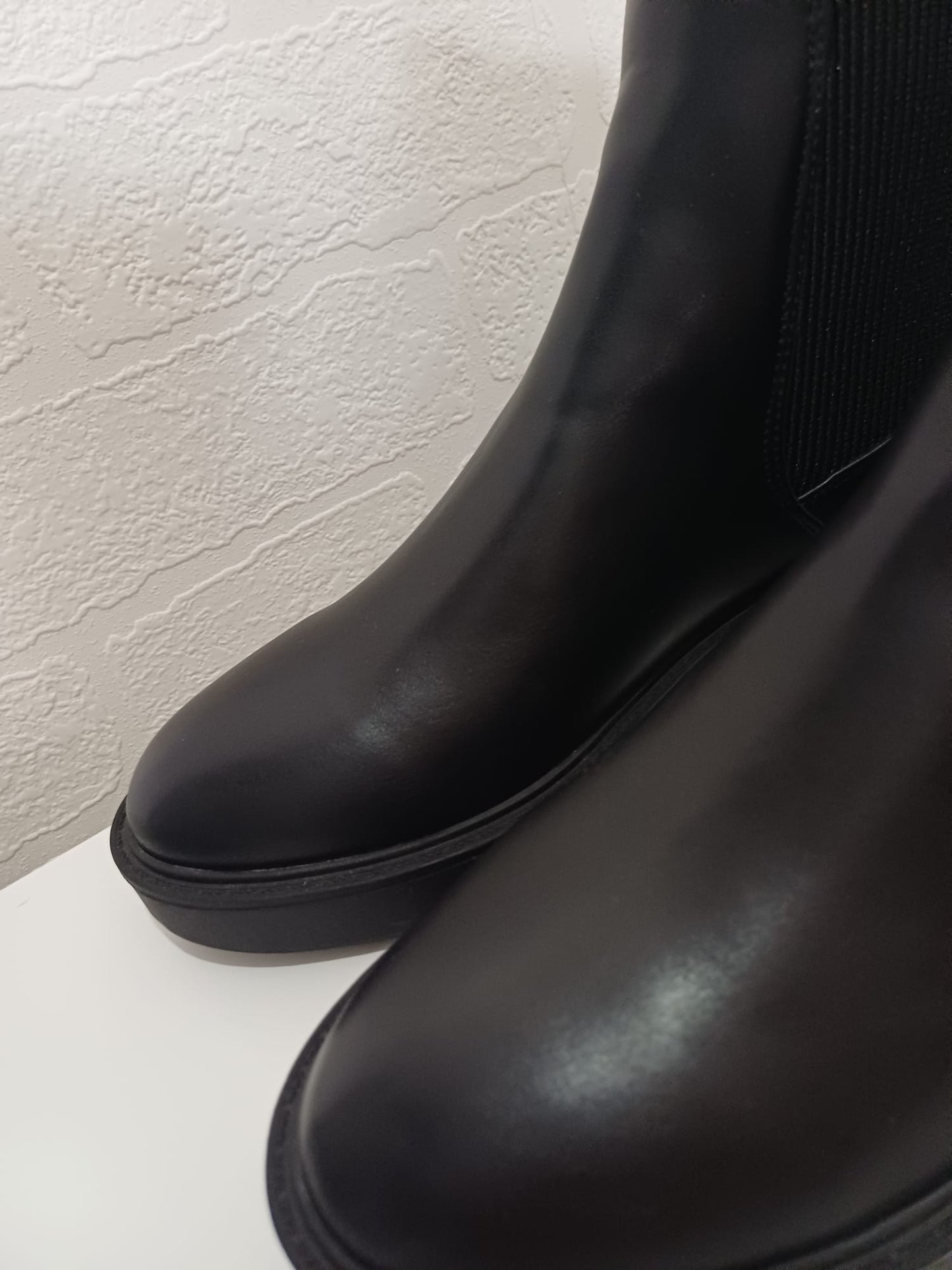 Women's Chelsea Ankle Boots ASOS Black Chunky Sole Elastic Sides UK 8 - New Without Box