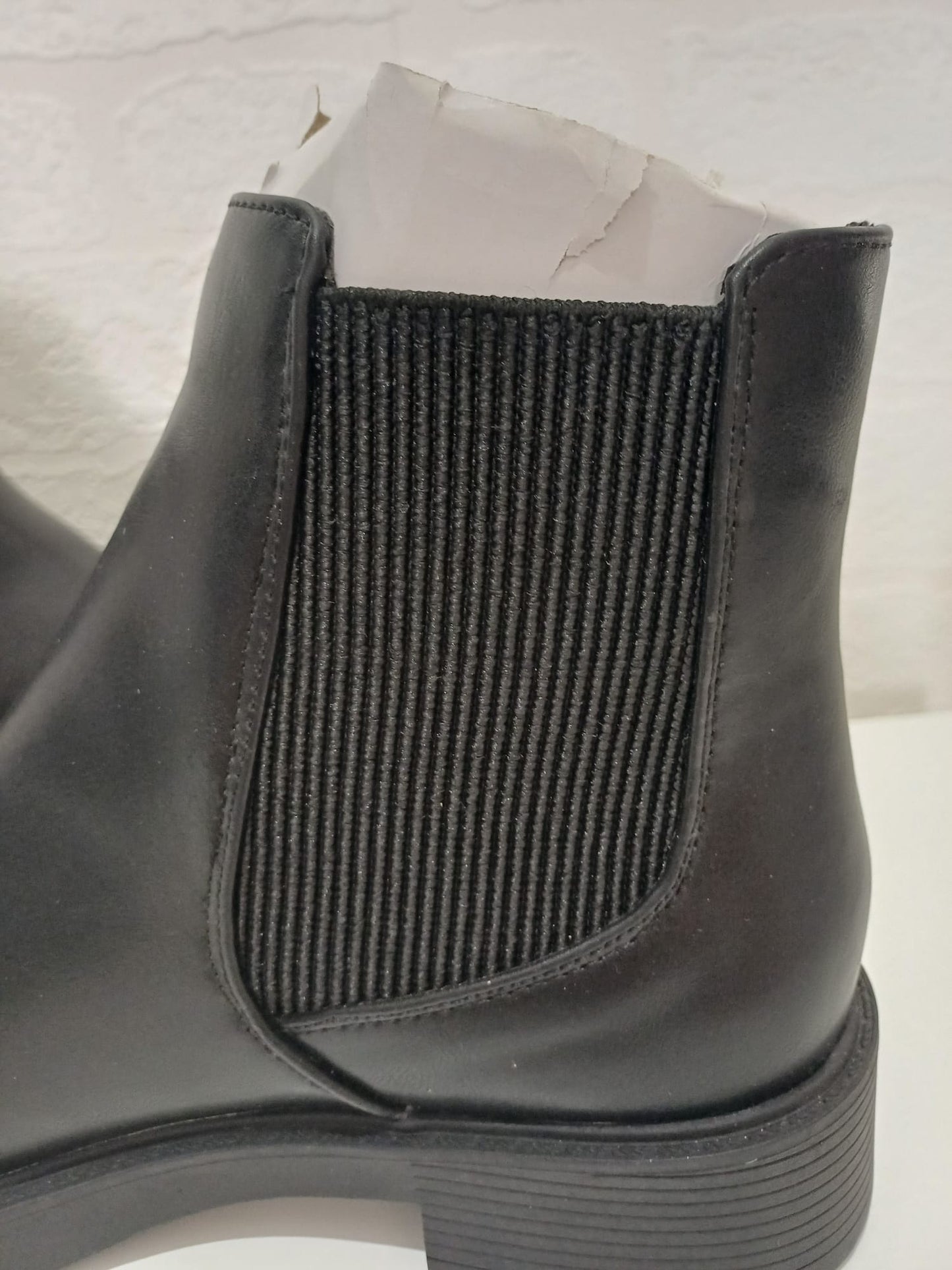 Women's Chelsea Ankle Boots ASOS Black Chunky Sole Elastic Sides UK 8 - New Without Box