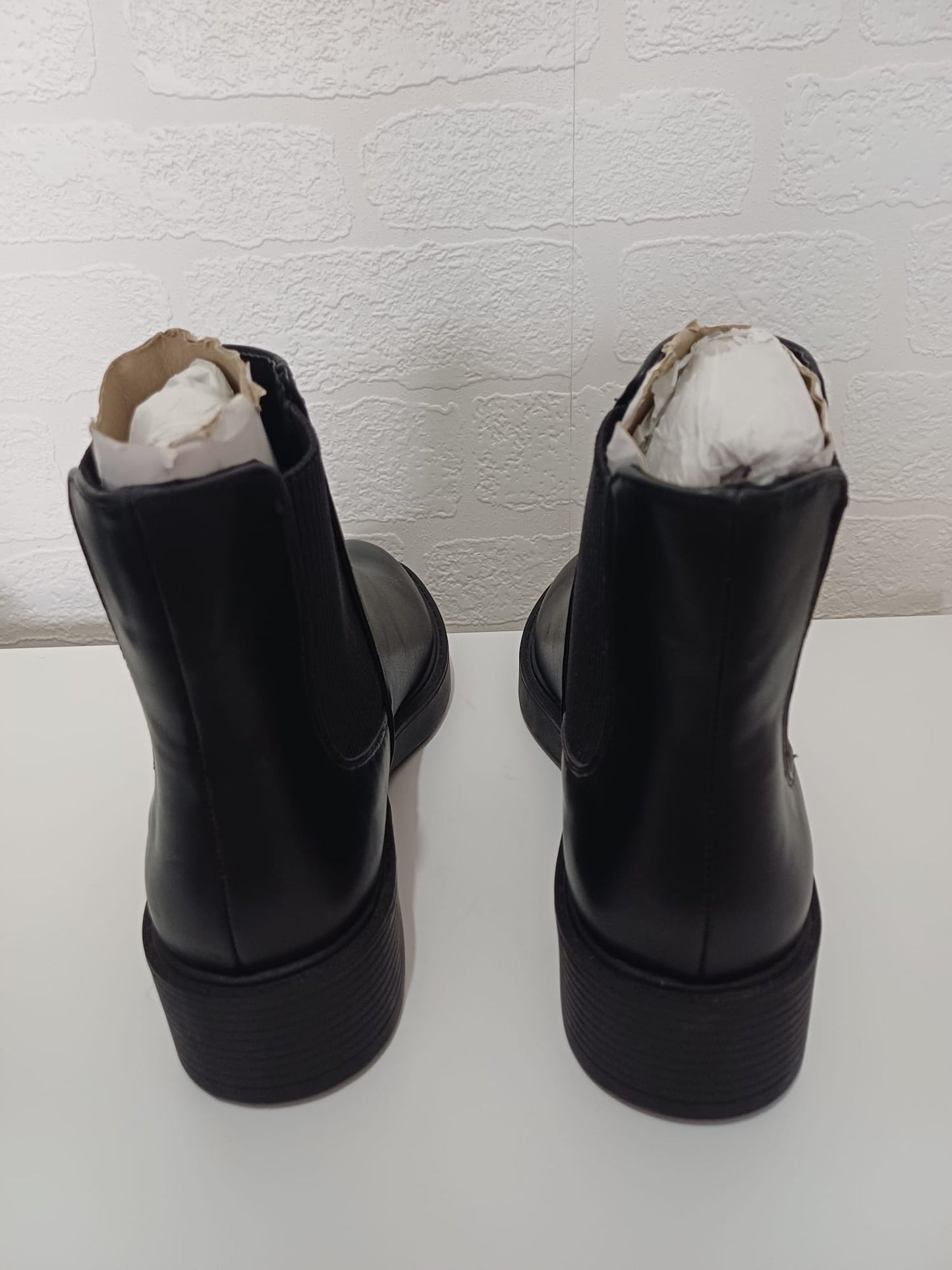 Women's Chelsea Ankle Boots ASOS Black Chunky Sole Elastic Sides UK 8 - New Without Box