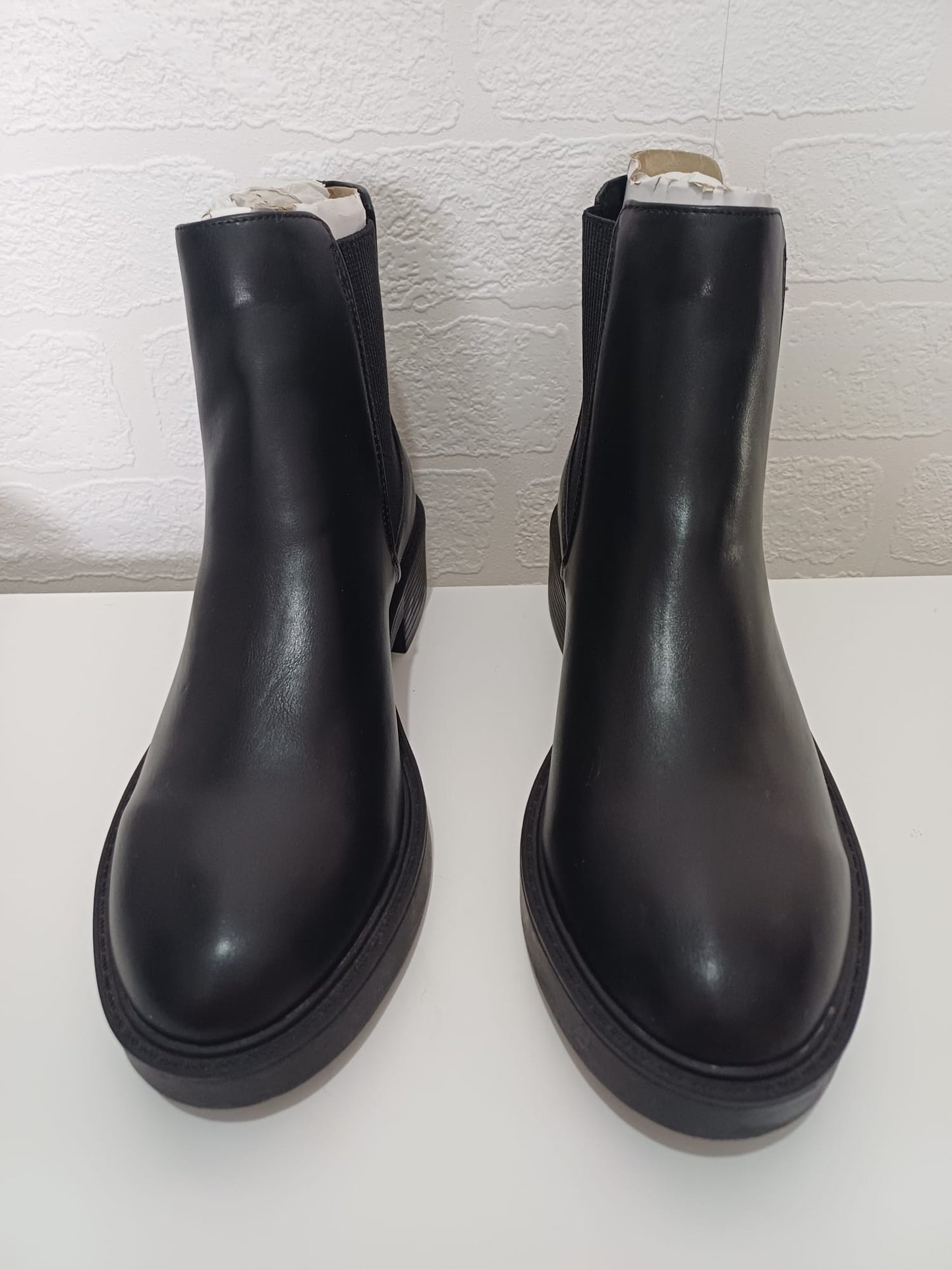 Women's Chelsea Ankle Boots ASOS Black Chunky Sole Elastic Sides UK 8 - New Without Box