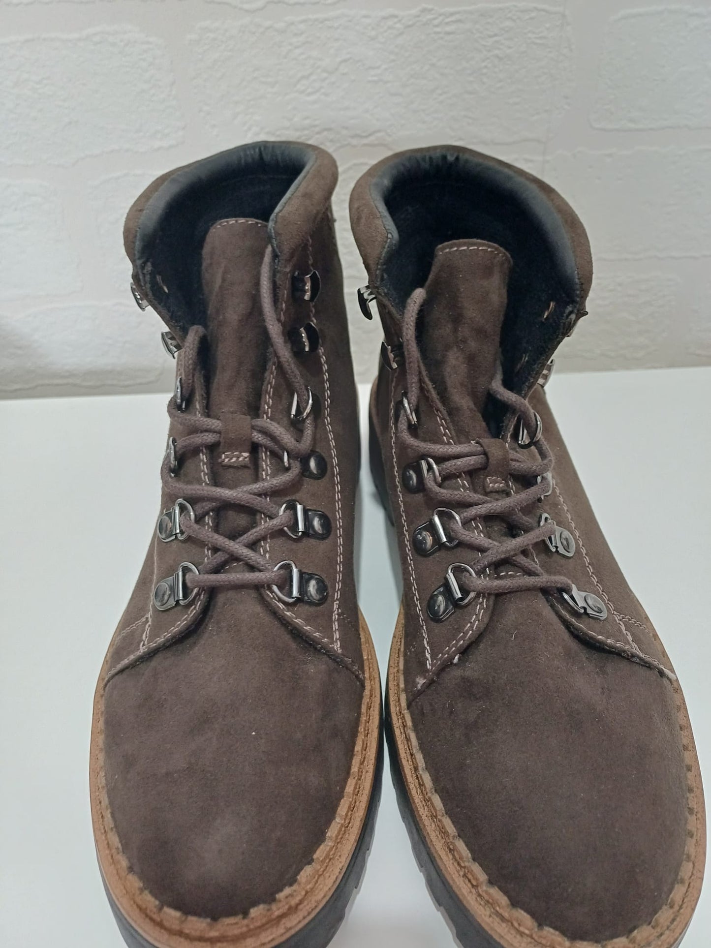 Women's Ankle Boots Tu Brown Faux Suede Lace Up UK 6 - New Without Box