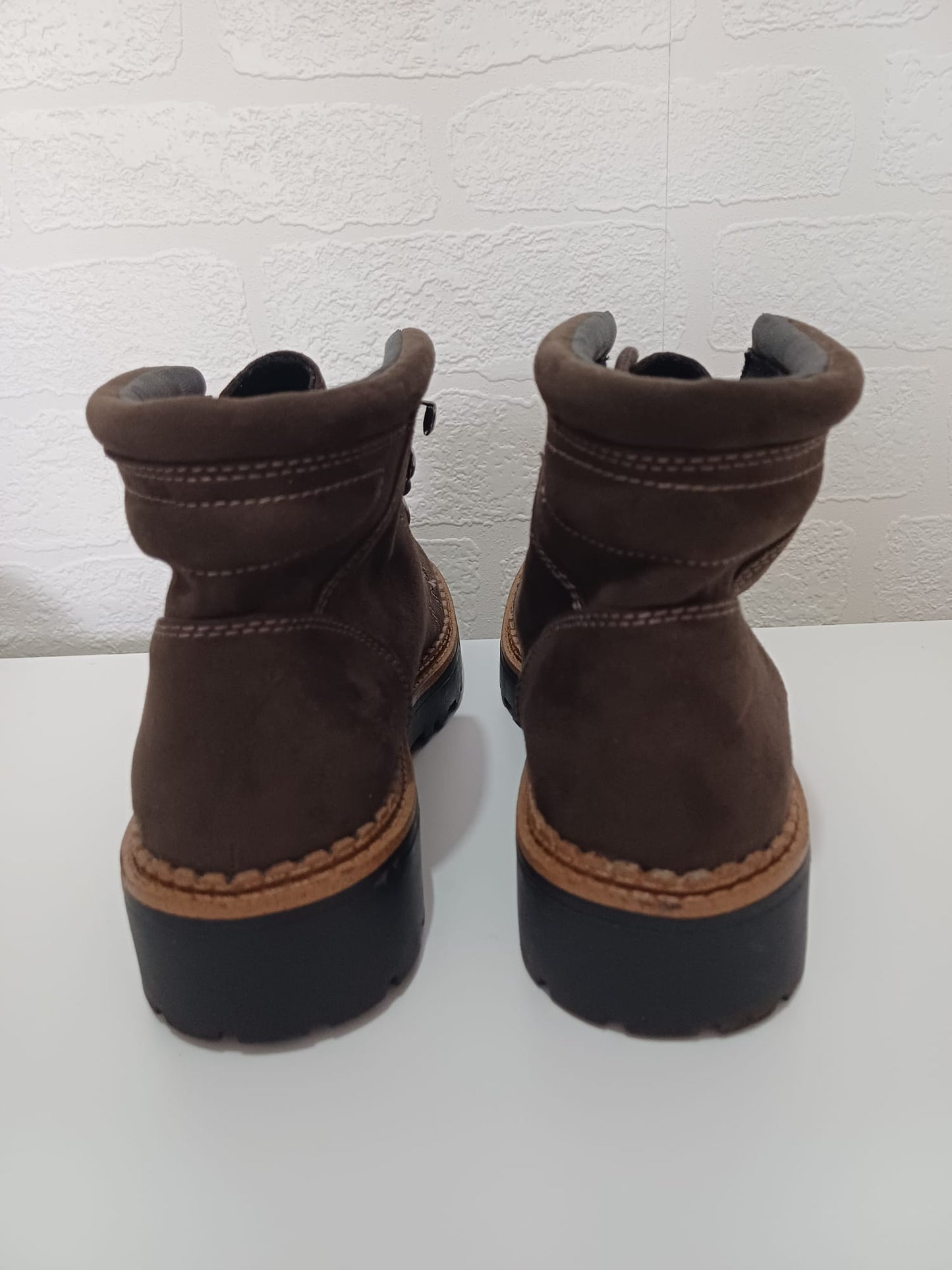 Women's Ankle Boots Tu Brown Faux Suede Lace Up UK 6 - New Without Box