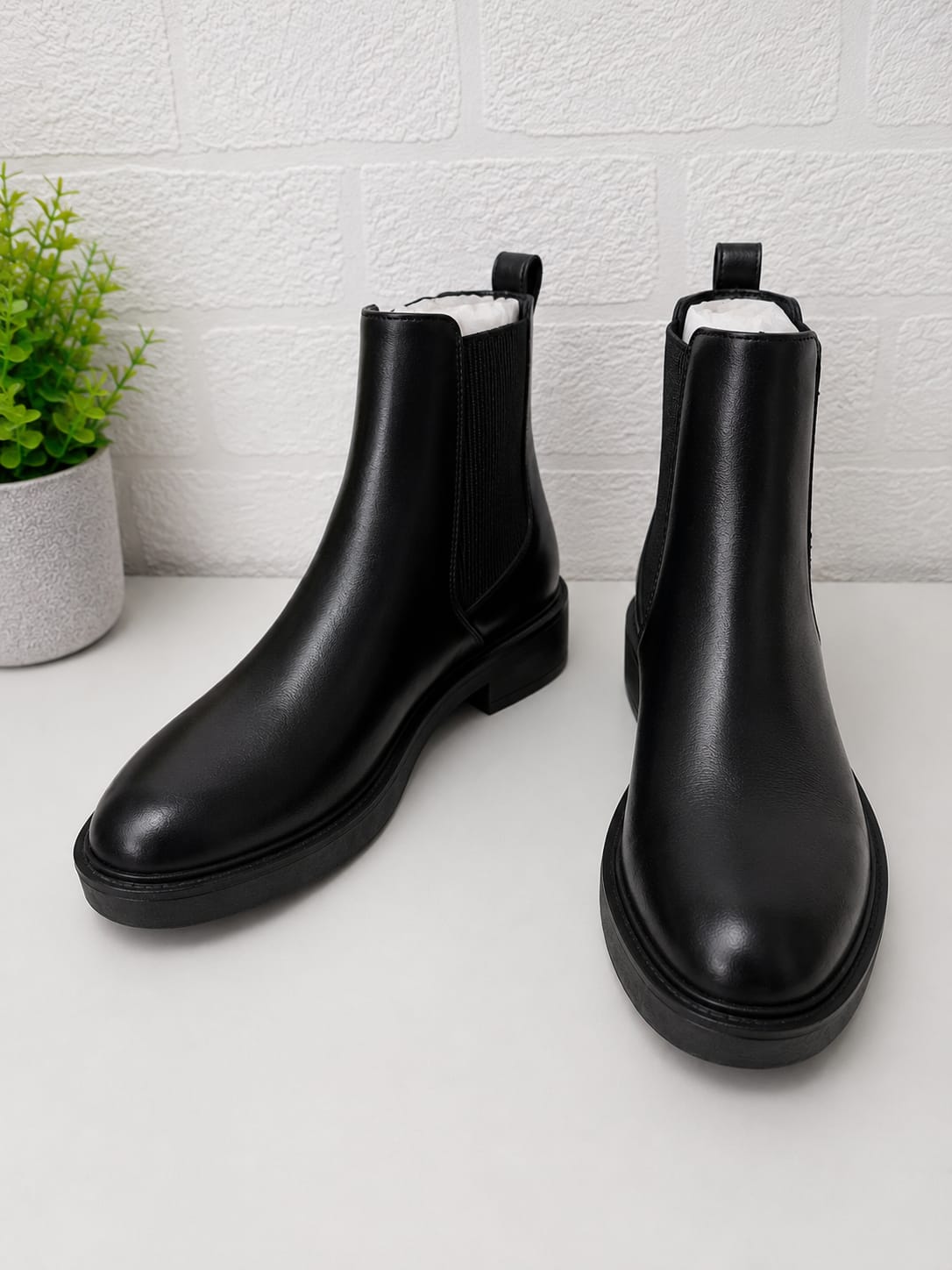 Women's Chelsea Ankle Boots ASOS Black Chunky Sole Elastic Sides UK 8 - New Without Box