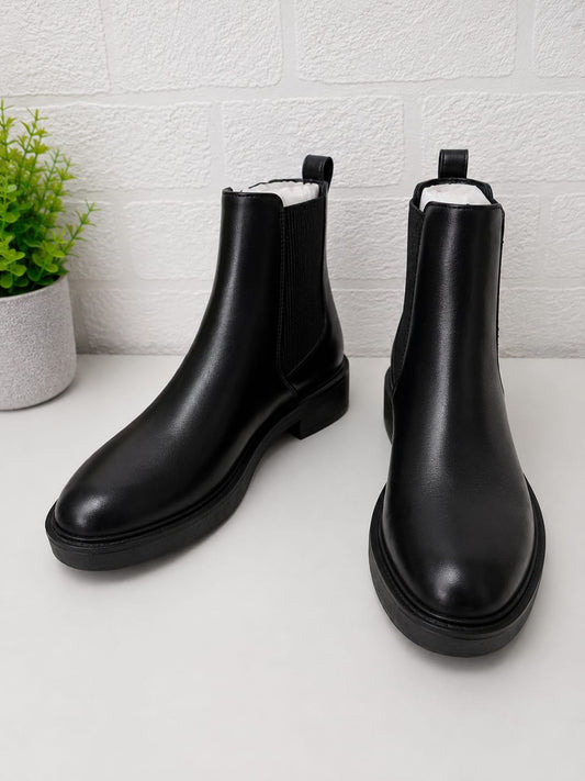 Women's Chelsea Ankle Boots ASOS Black Chunky Sole Elastic Sides UK 8 - New Without Box