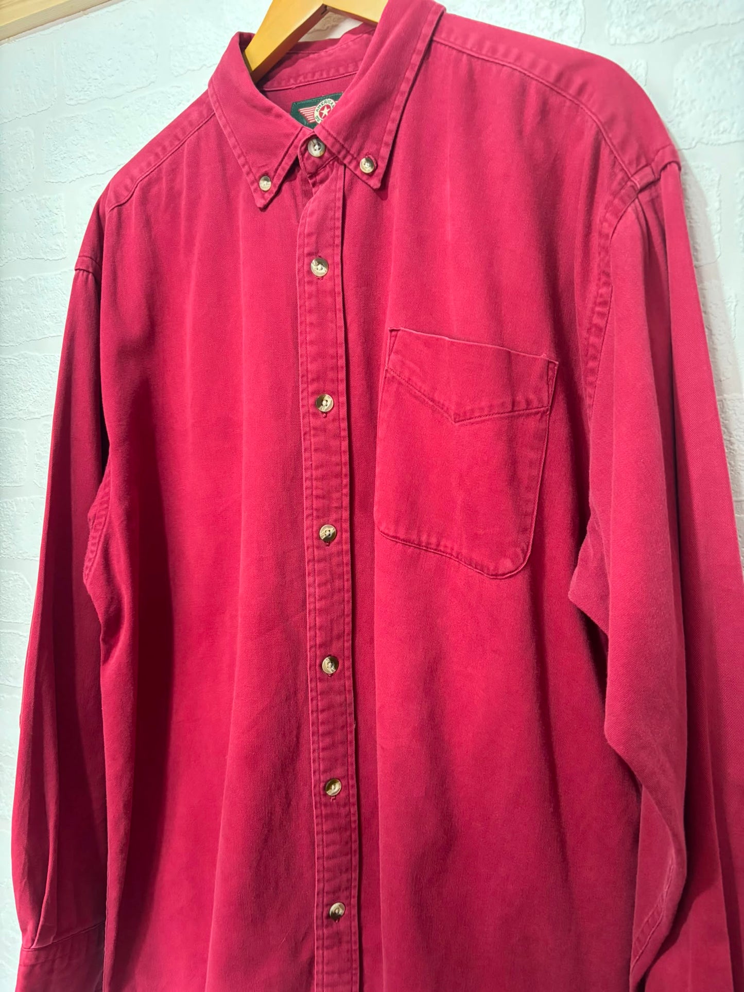 Men's Shirt American Outpost Red/Burgundy Button Down XL Approx. 26" PTP - Very Good Condition