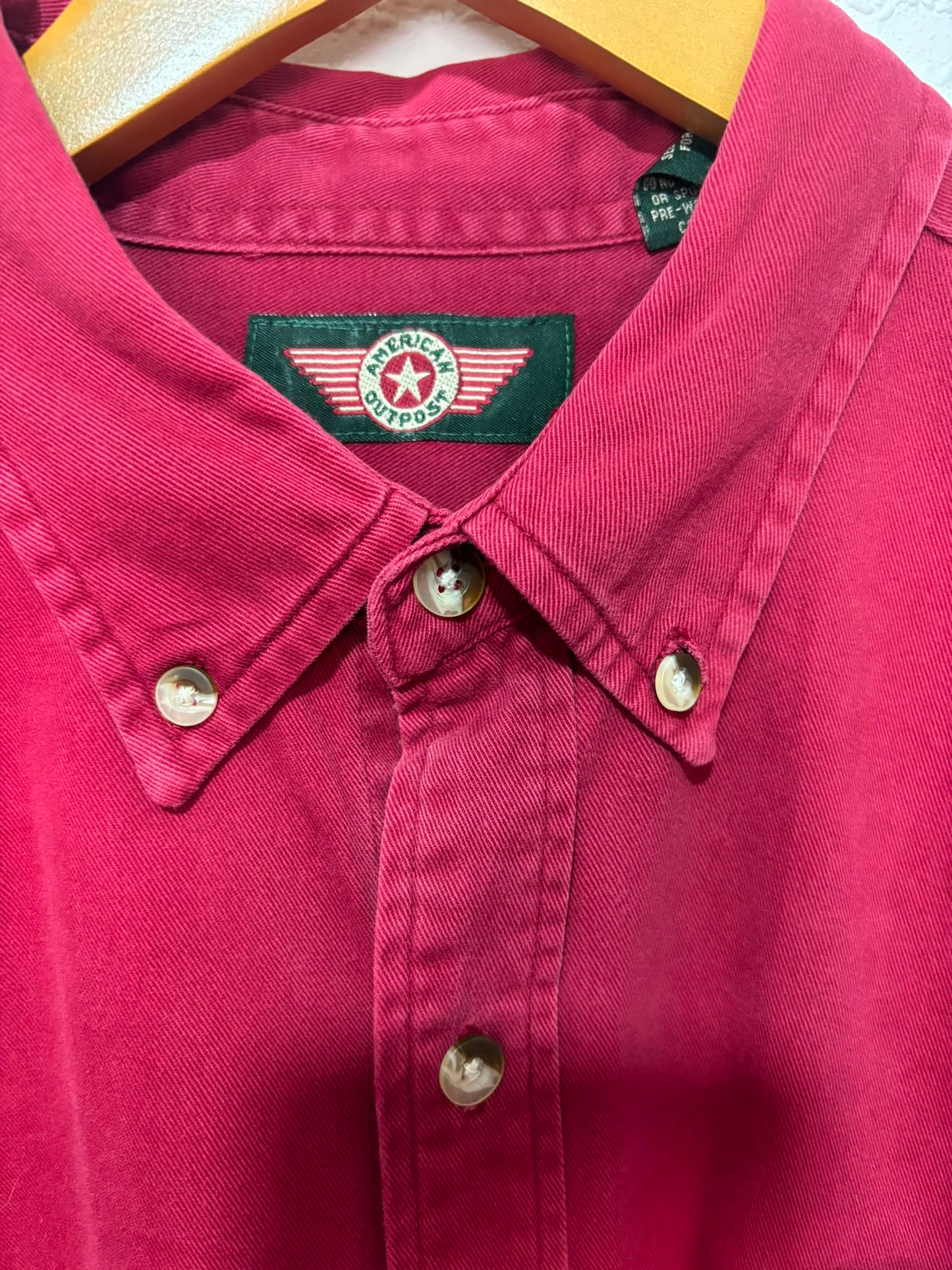 Men's Shirt American Outpost Red/Burgundy Button Down XL Approx. 26" PTP - Very Good Condition