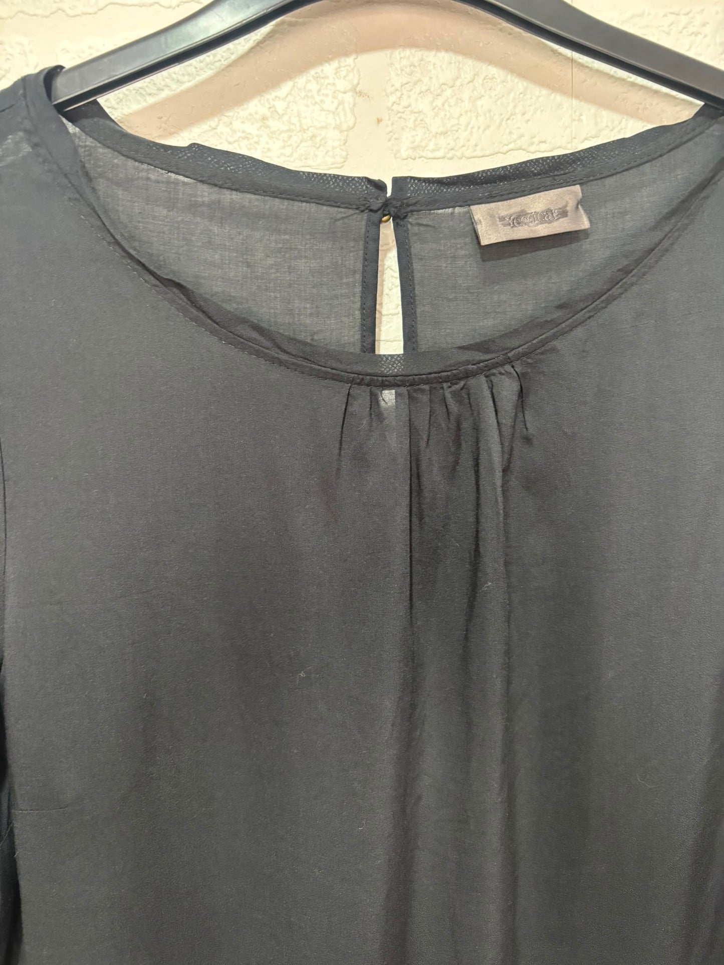 Women's Blouse Yessica by C&A Black 3/4 Sleeve Euro 40 Approx. 21" PTP - New Without Tags