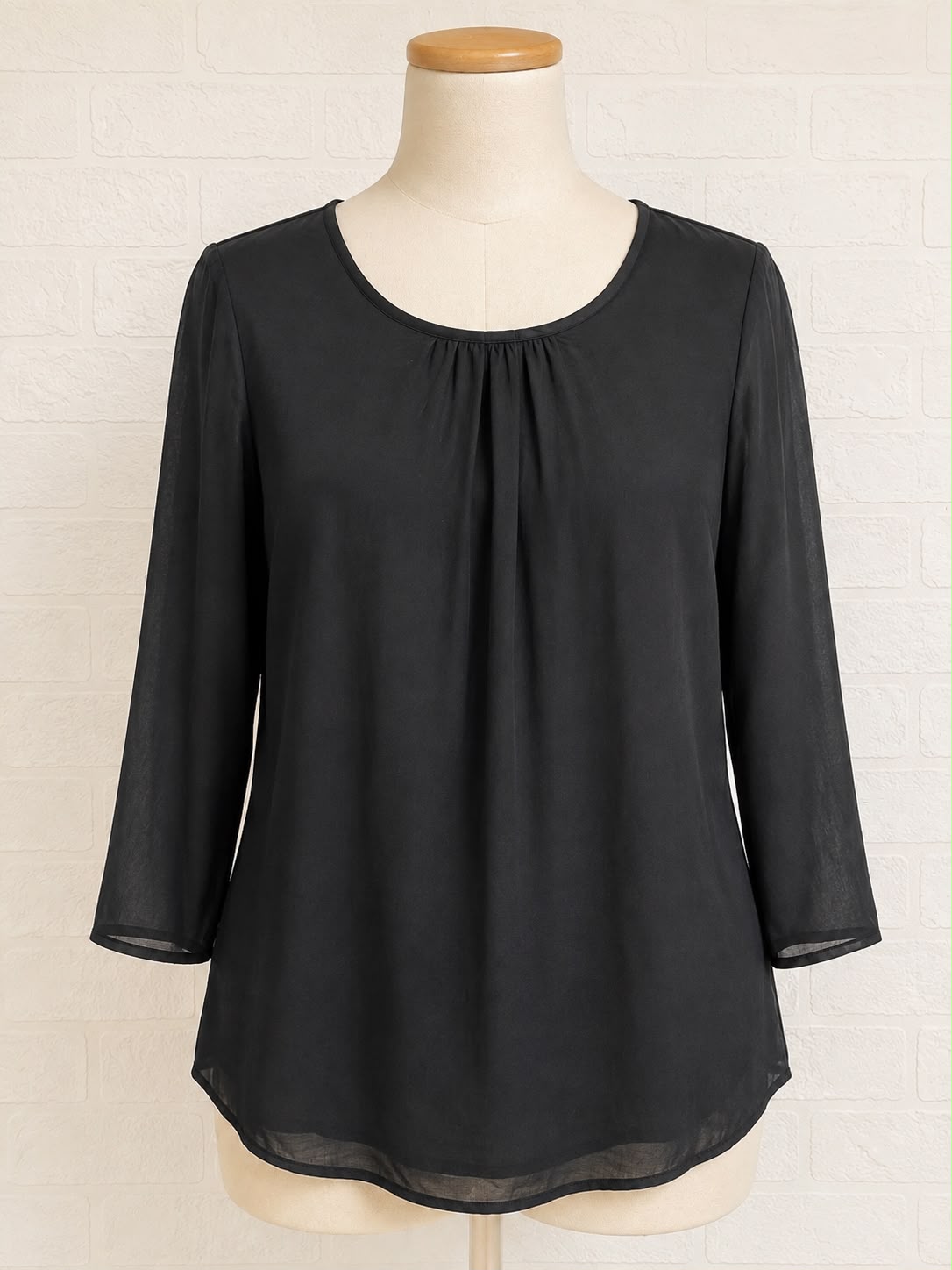 Women's Blouse Yessica by C&A Black 3/4 Sleeve Euro 42 Approx. 22" PTP - New Without Tags