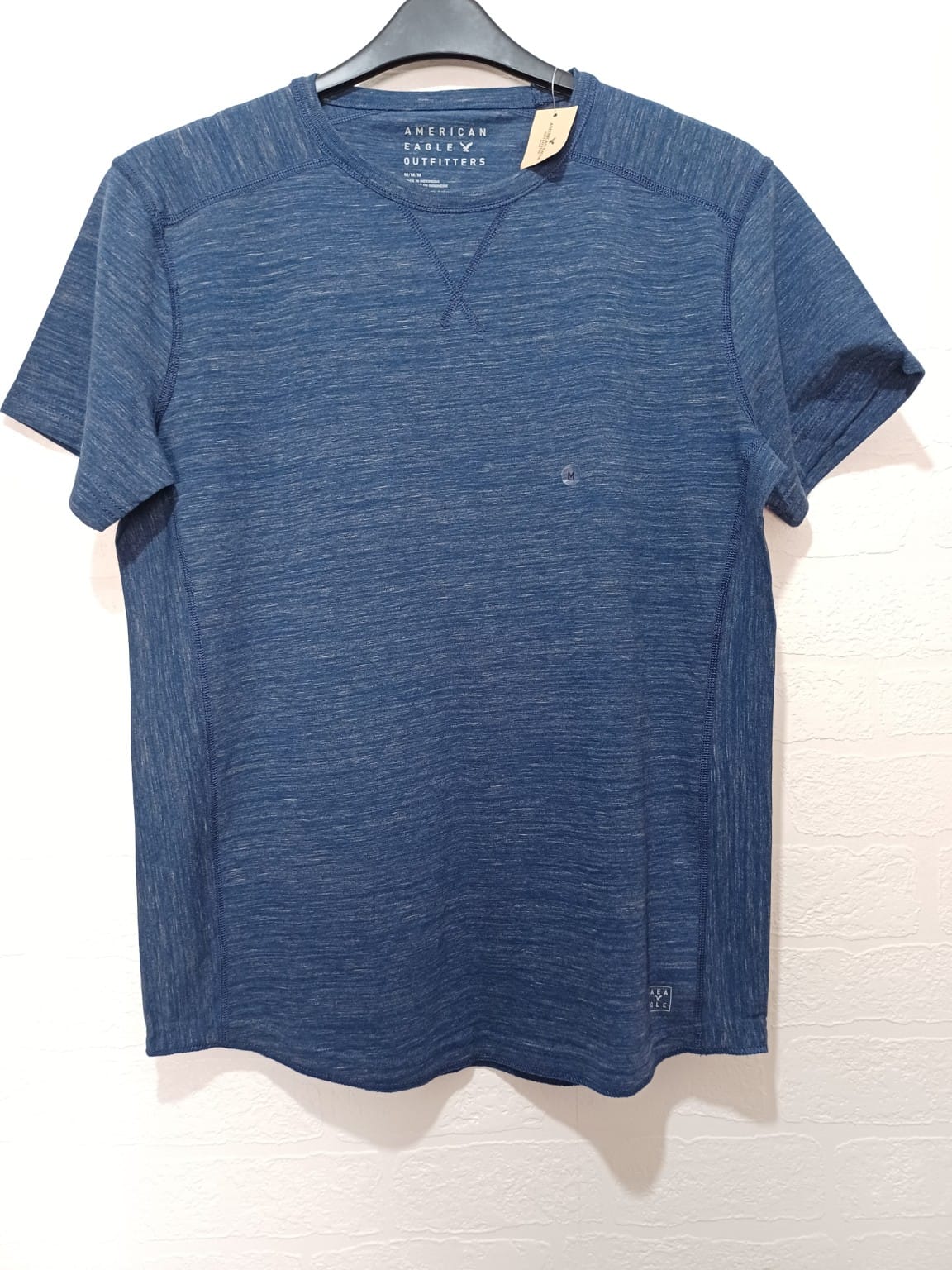 Men's T-Shirt American Eagle Outfitters Blue Space Dye Crew Neck Medium Approx. 21" PTP - Excellent Condition