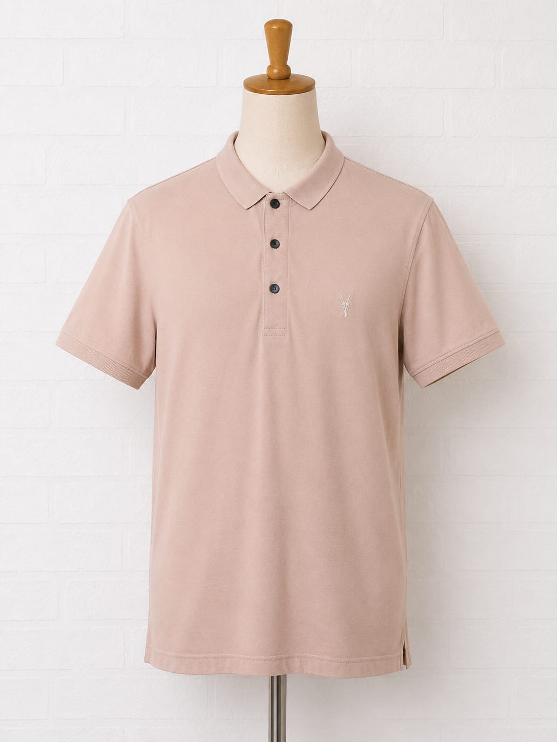Men's Polo T-Shirt All Saints Pink/Peach XL Approx. 21.5" PTP - Very Good Condition