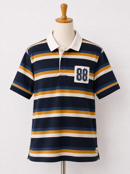 Men's Polo Shirt Fat Face Multicoloured Short Sleeve Medium Approx. 20" PTP - Very Good Condition