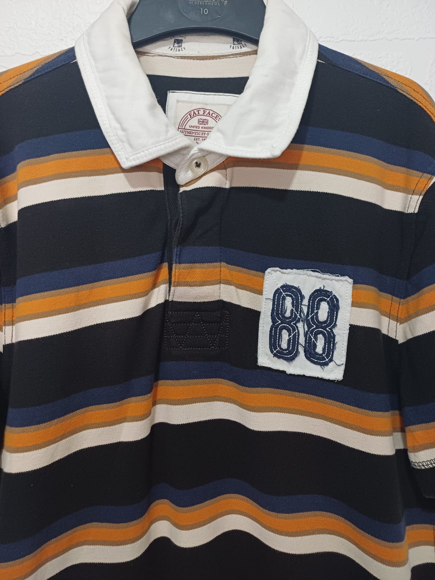 Men's Polo Shirt Fat Face Multicoloured Short Sleeve Medium Approx. 20" PTP - Very Good Condition