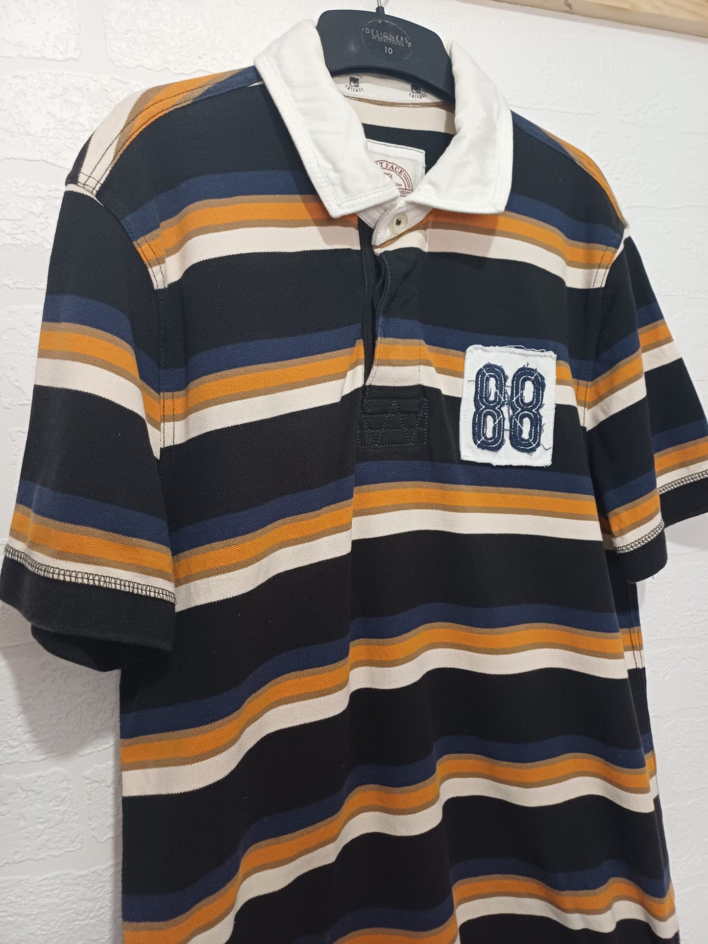 Men's Polo Shirt Fat Face Multicoloured Short Sleeve Medium Approx. 20" PTP - Very Good Condition
