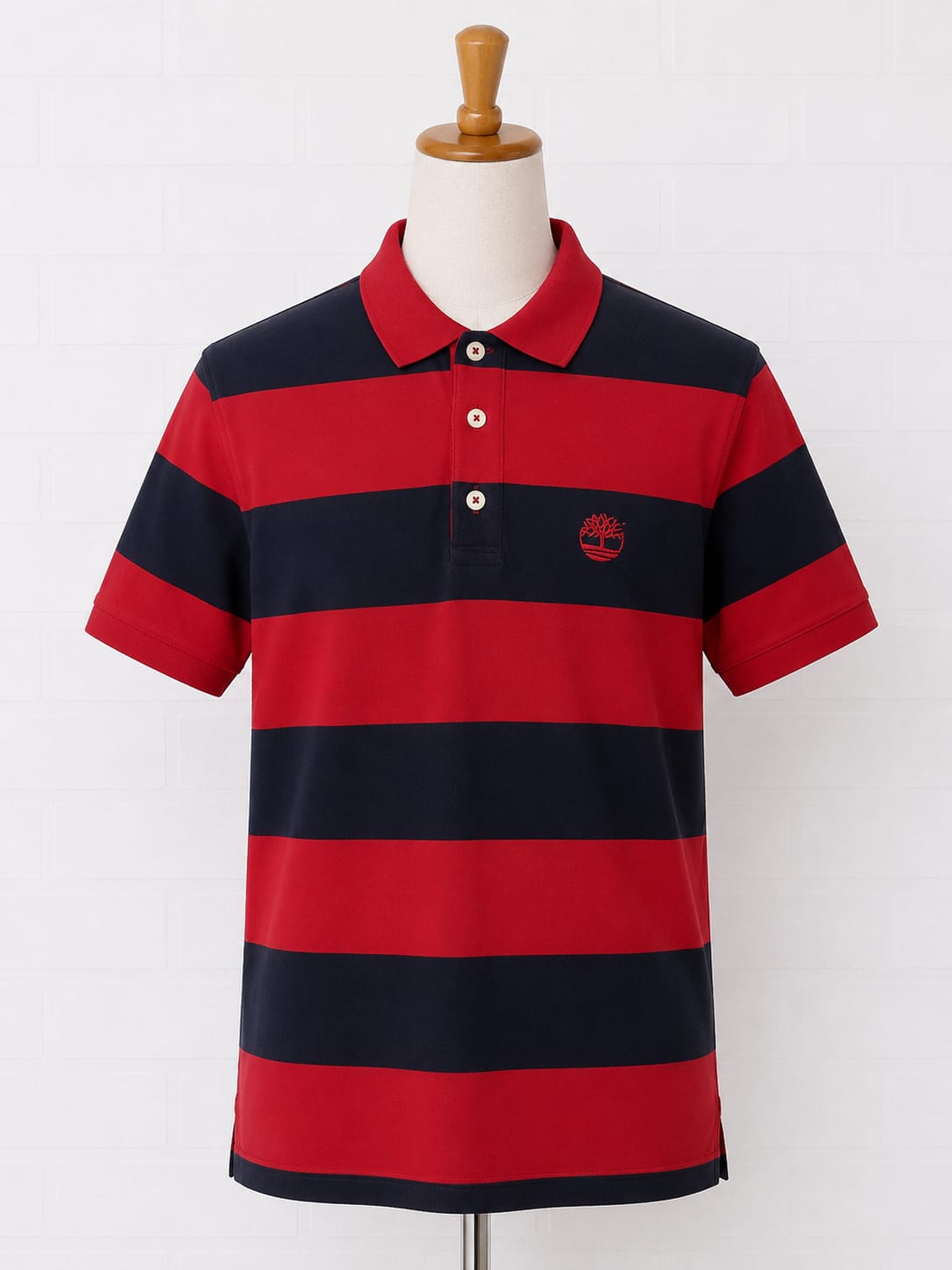 Men's Polo Shirt Timberland Earth Keepers Red & Black Regular Fit Medium Approx. 19.5" PTP - Very Good Condition