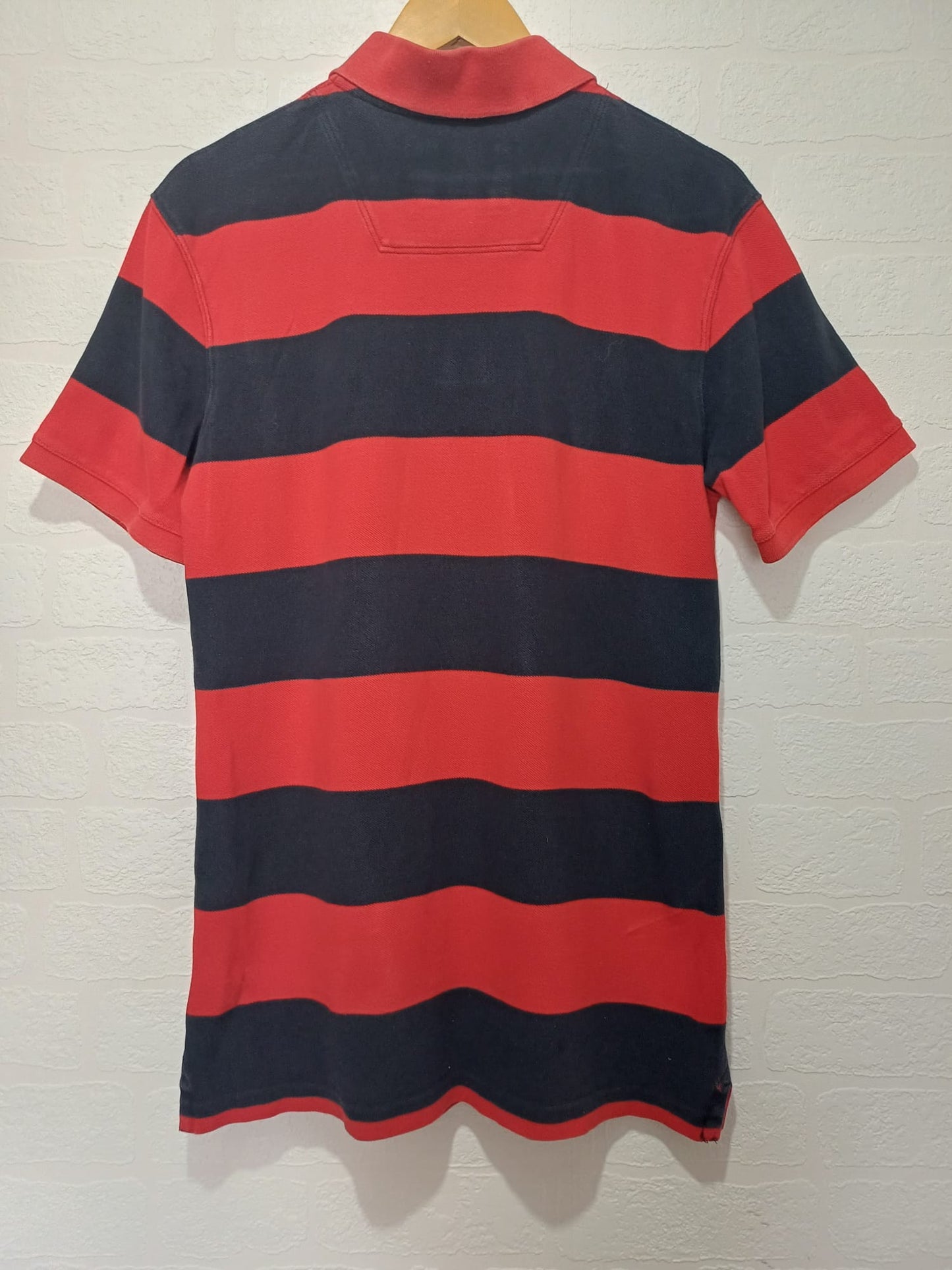 Men's Polo Shirt Timberland Earth Keepers Red & Black Regular Fit Medium Approx. 19.5" PTP - Very Good Condition