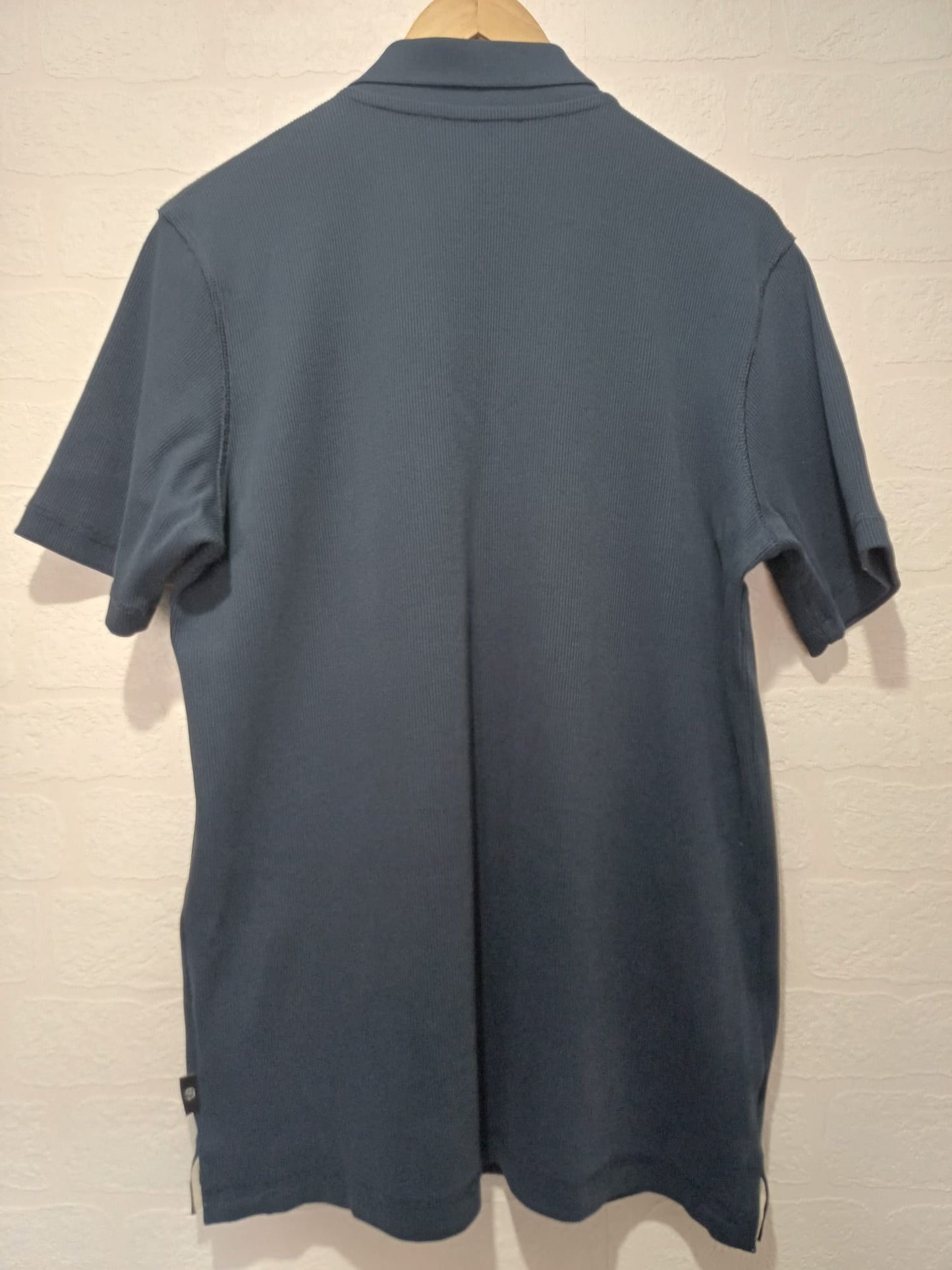 Men's Polo Shirt Ted Baker Navy Blue Size 3 Medium Approx. 21" PTP - Like New Condition