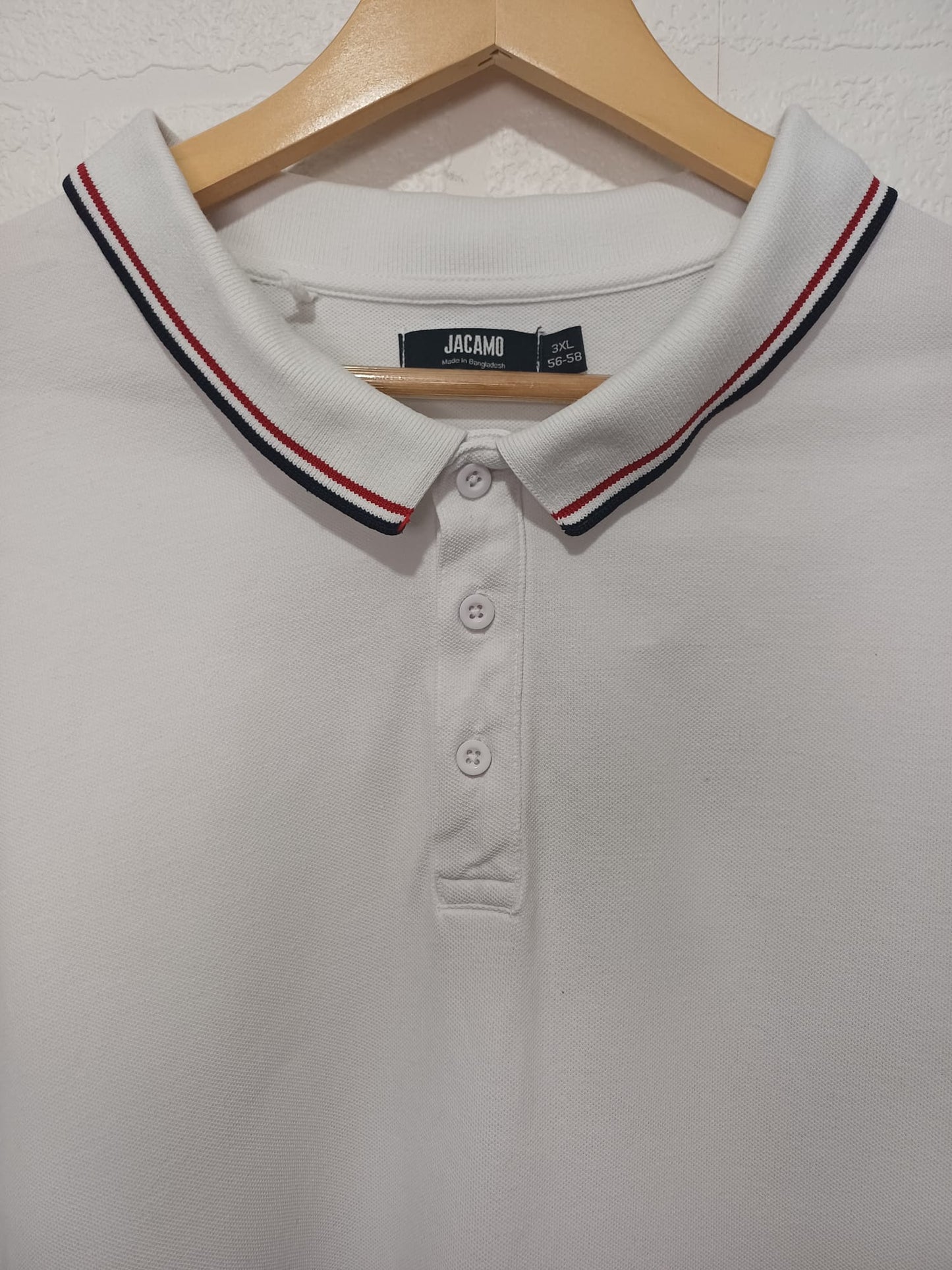 Men's Polo Shirt Jacamo White 3XL Approx. 28" PTP - Very Good Condition