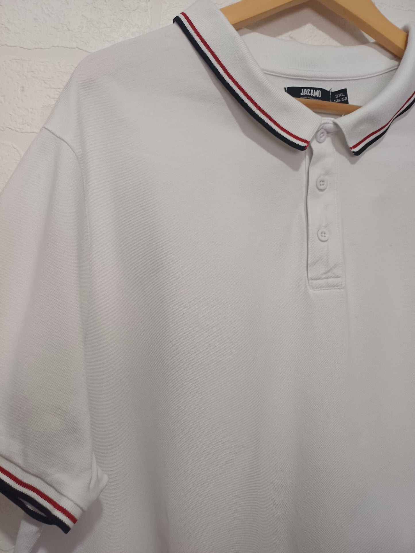 Men's Polo Shirt Jacamo White 3XL Approx. 28" PTP - Very Good Condition