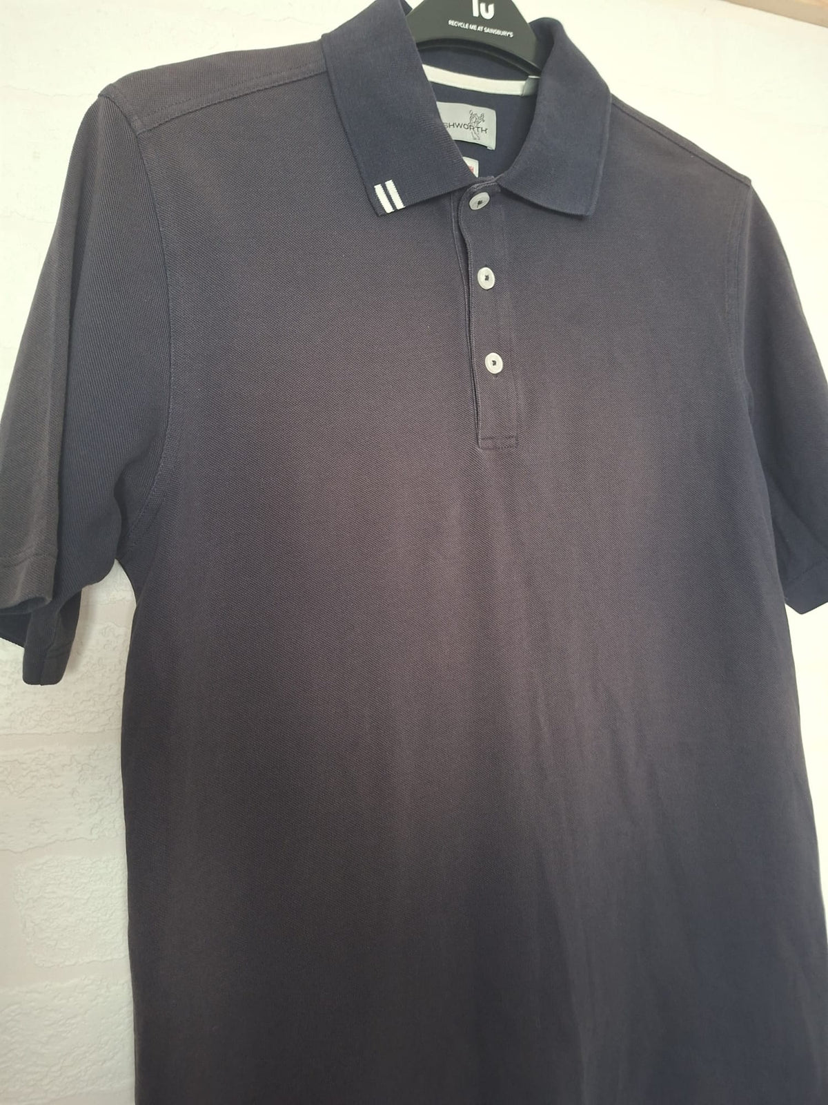 Men's Polo Shirt Ashworth EZ-TEC Faded Navy Blue Medium Approx. 21" PTP - Good Condition