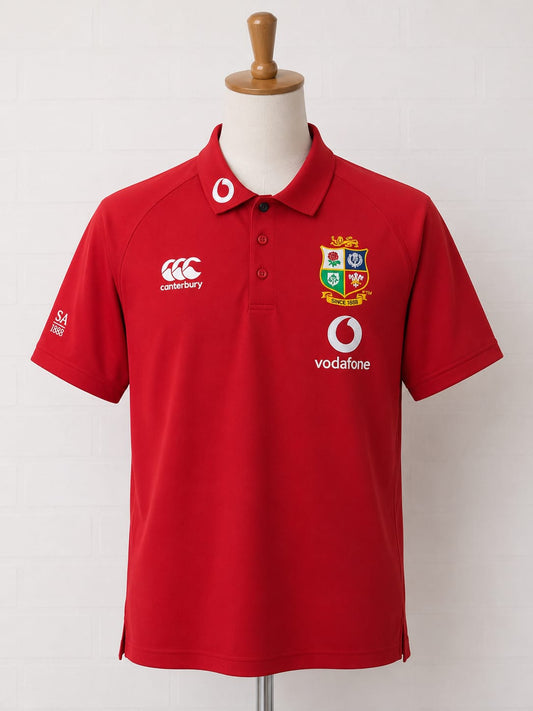 Men's Rugby Polo Shirt Canterbury British & Irish Lions Red XL Approx. 22" PTP - Very Good / Like New Condition