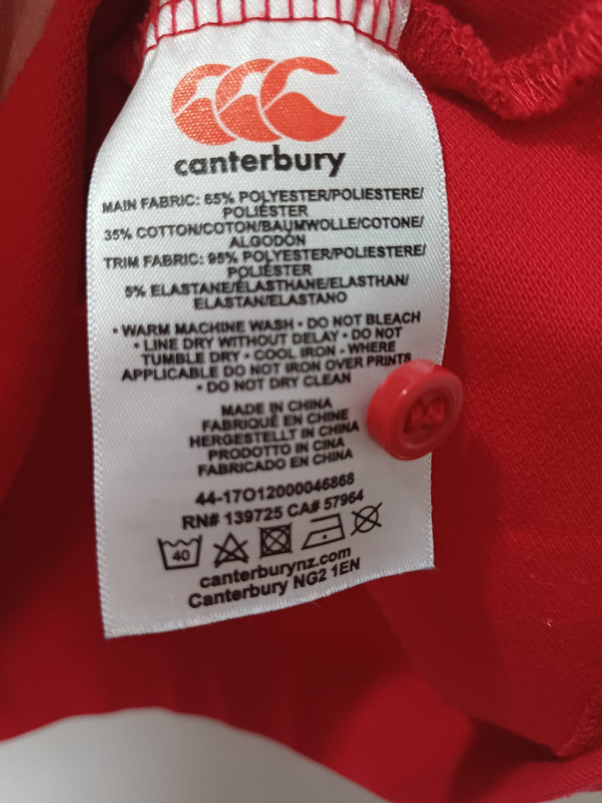Men's Rugby Polo Shirt Canterbury British & Irish Lions Red XL Approx. 22" PTP - Very Good / Like New Condition
