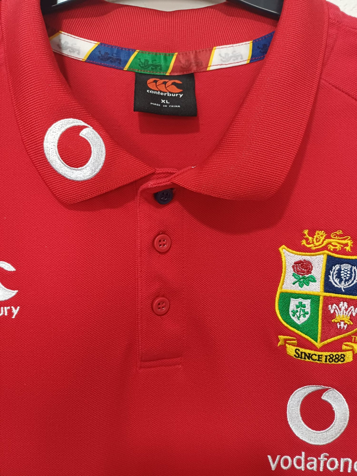 Men's Rugby Polo Shirt Canterbury British & Irish Lions Red XL Approx. 22" PTP - Very Good / Like New Condition