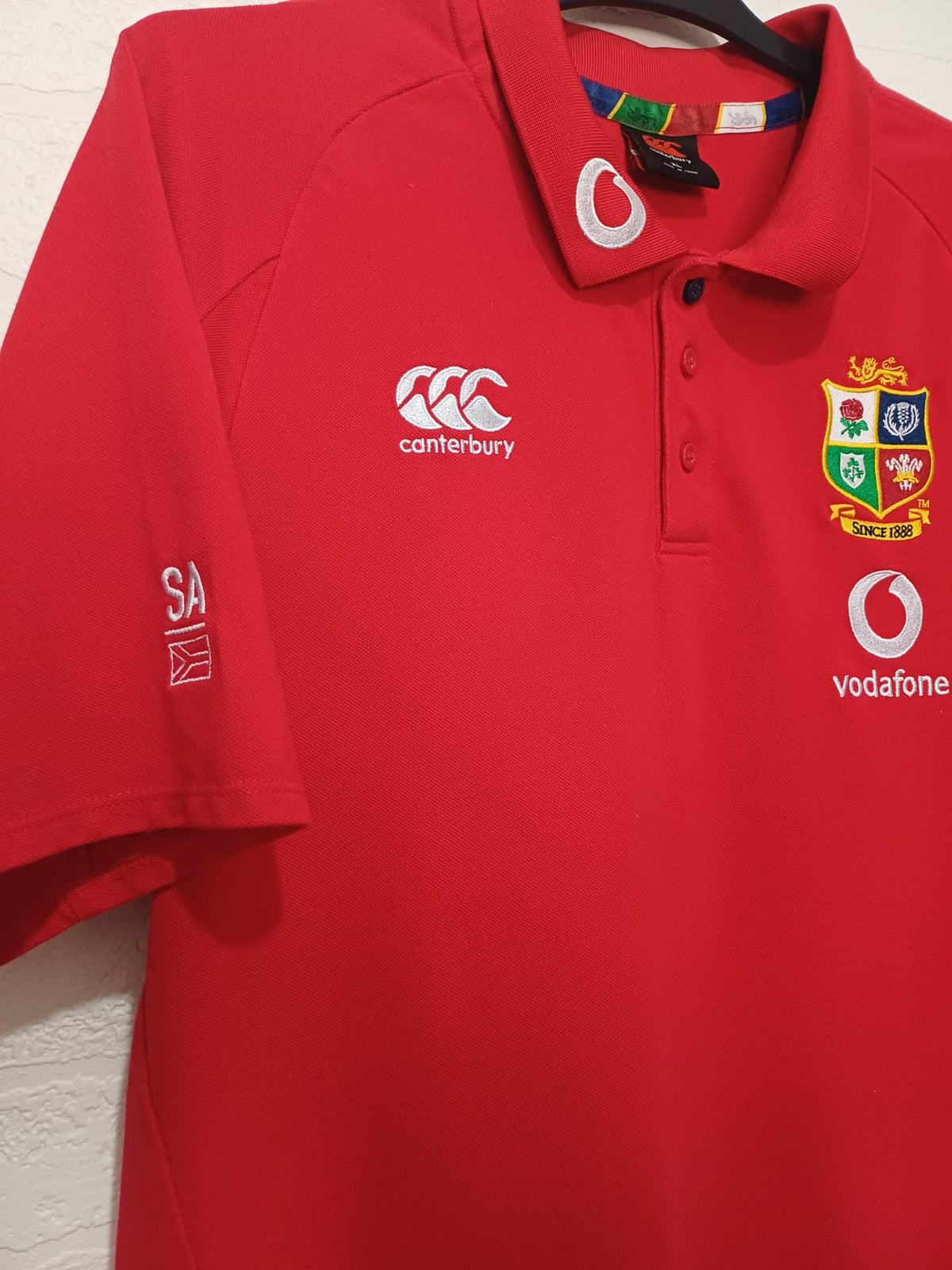 Men's Rugby Polo Shirt Canterbury British & Irish Lions Red XL Approx. 22" PTP - Very Good / Like New Condition