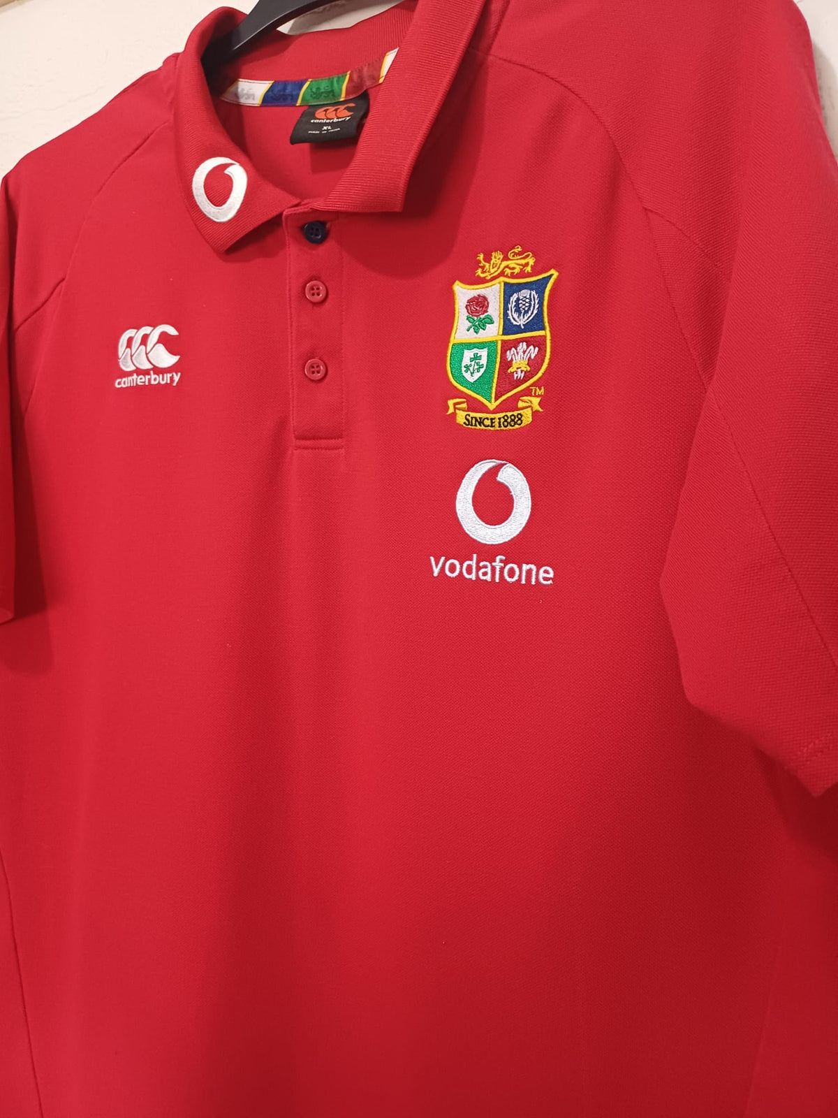 Men's Rugby Polo Shirt Canterbury British & Irish Lions Red XL Approx. 22" PTP - Very Good / Like New Condition