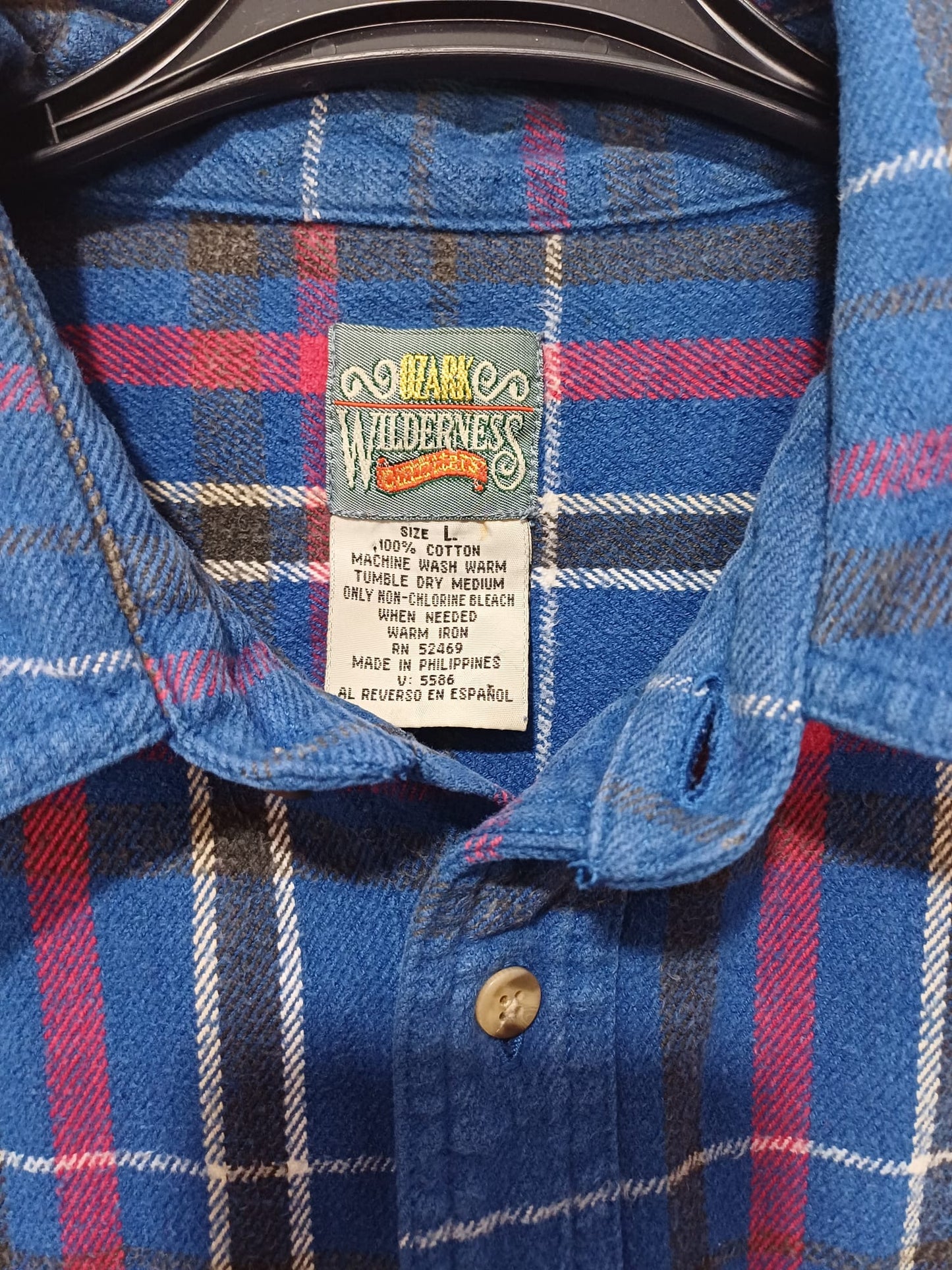 Men's Flannel Shirt Ozark Wilderness Blue/Red Size Large Approx. 24" PTP - Great Condition
