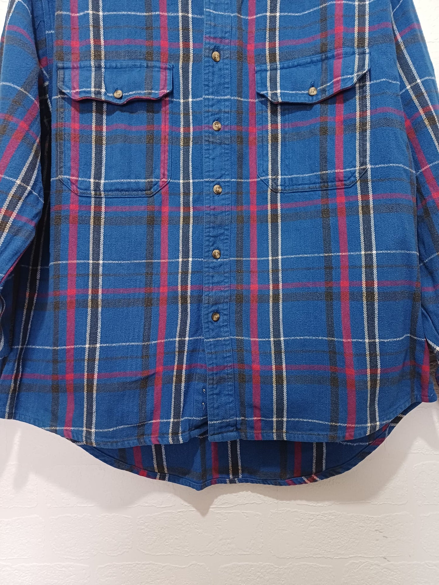 Men's Flannel Shirt Ozark Wilderness Blue/Red Size Large Approx. 24" PTP - Great Condition
