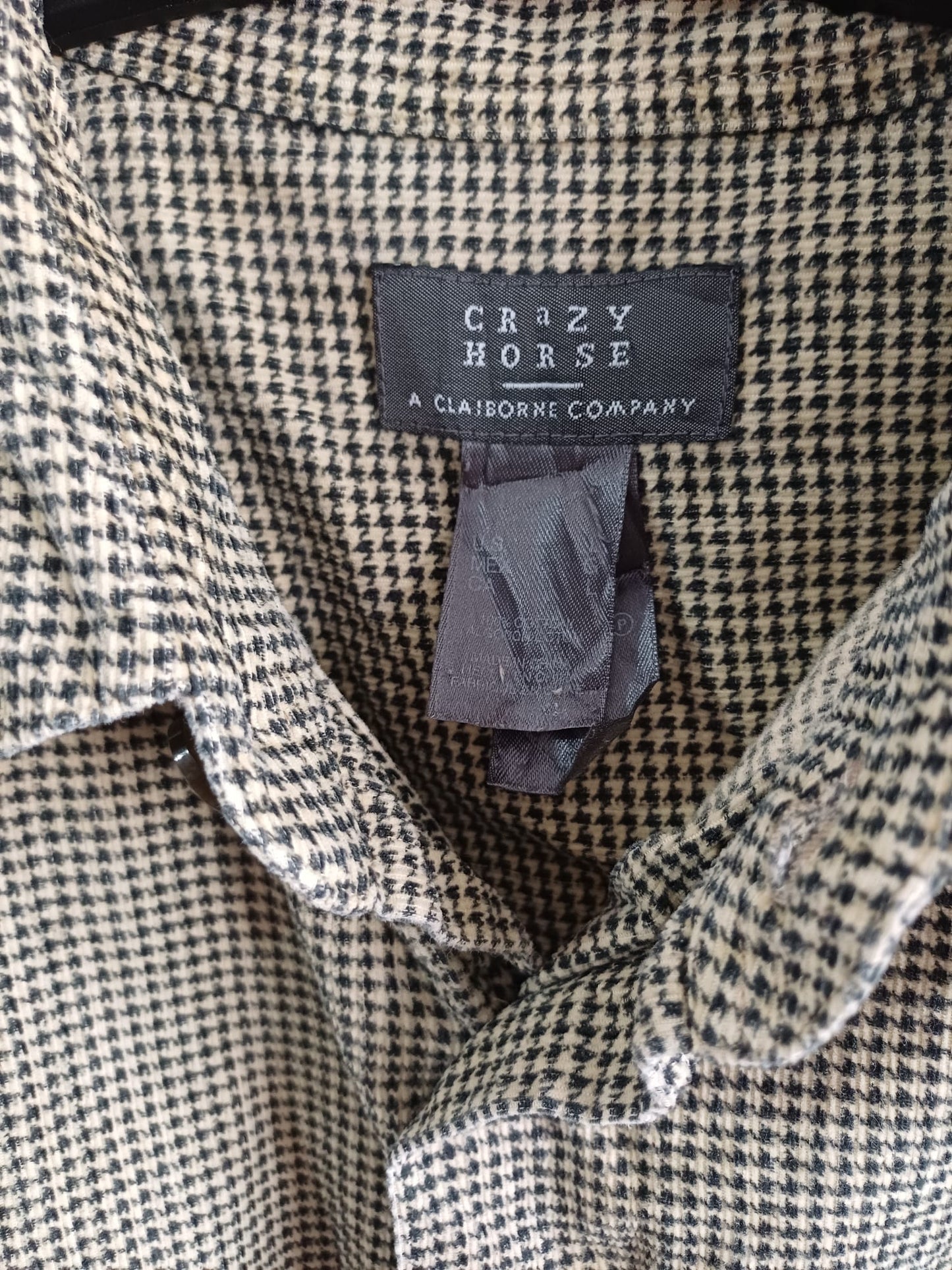 Men's Flannel Shirt Crazy Horse Clay Born Khaki/Black Check Size Large Approx. 25" PTP - Great Condition
