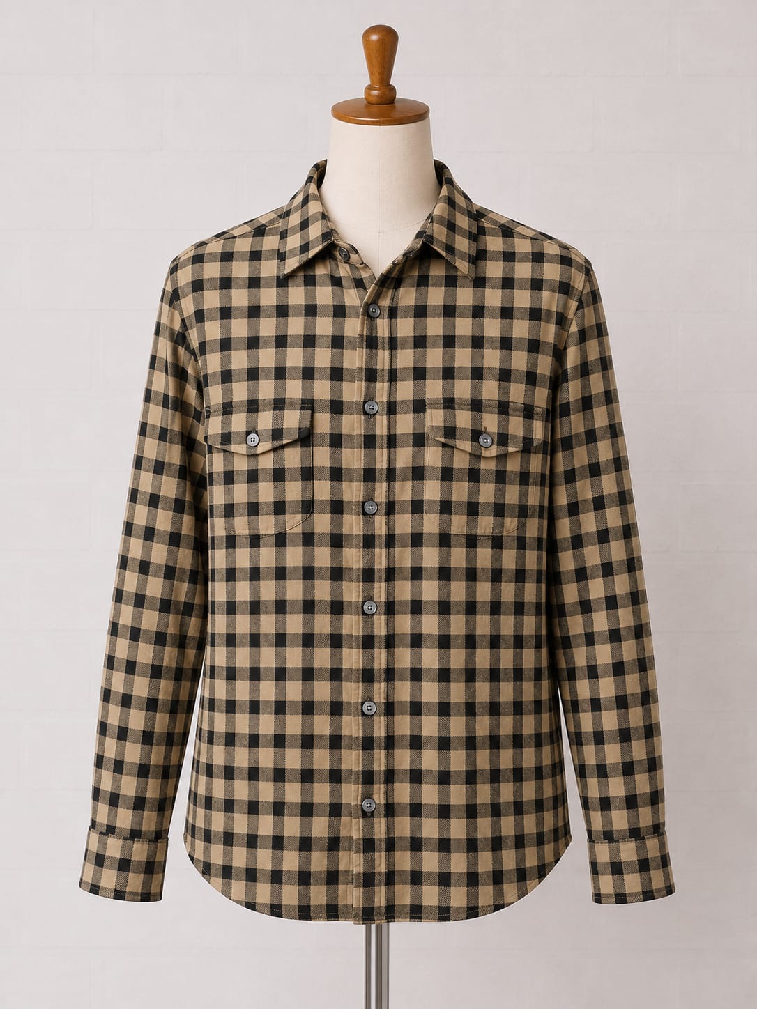 Men's Flannel Shirt Mecca Apparel Mustard/Black Button Front Size XL Approx. 24" PTP - Great Condition
